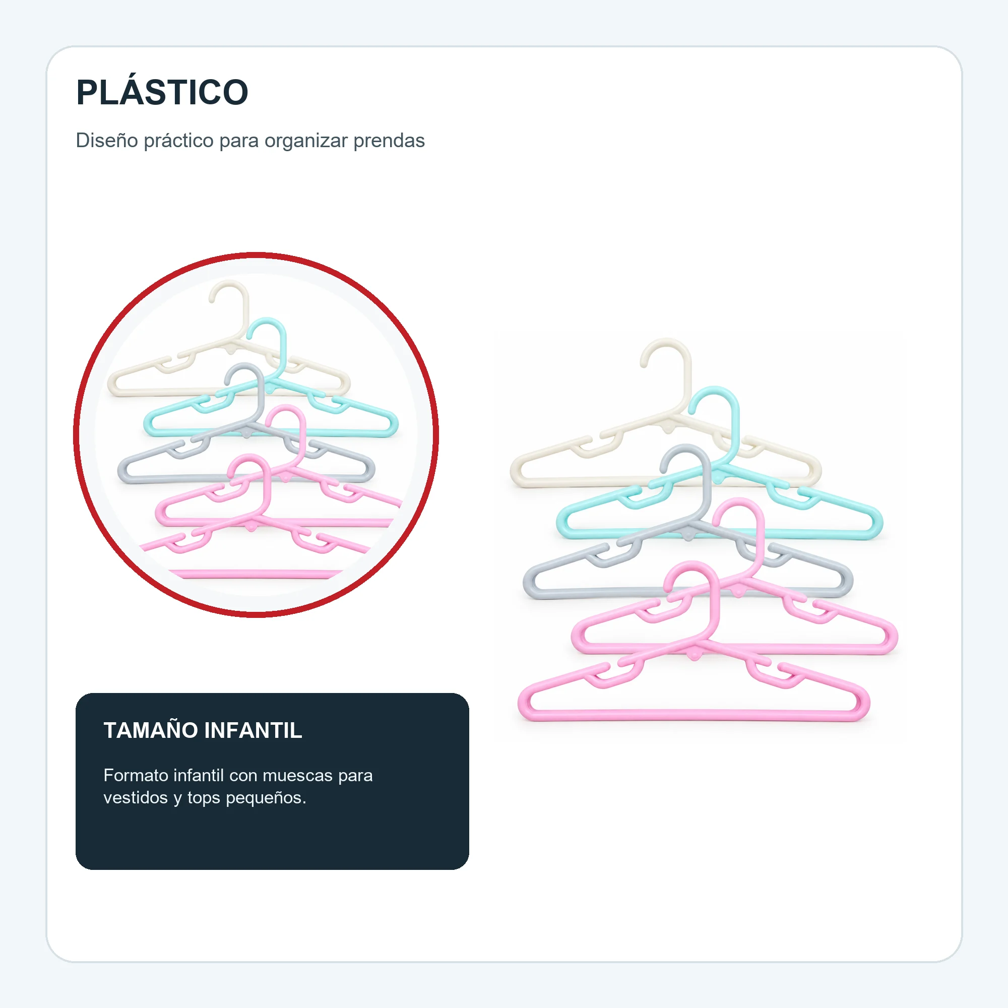 Set de 5 Colgadores Infantiles de Plástico, 29 cm