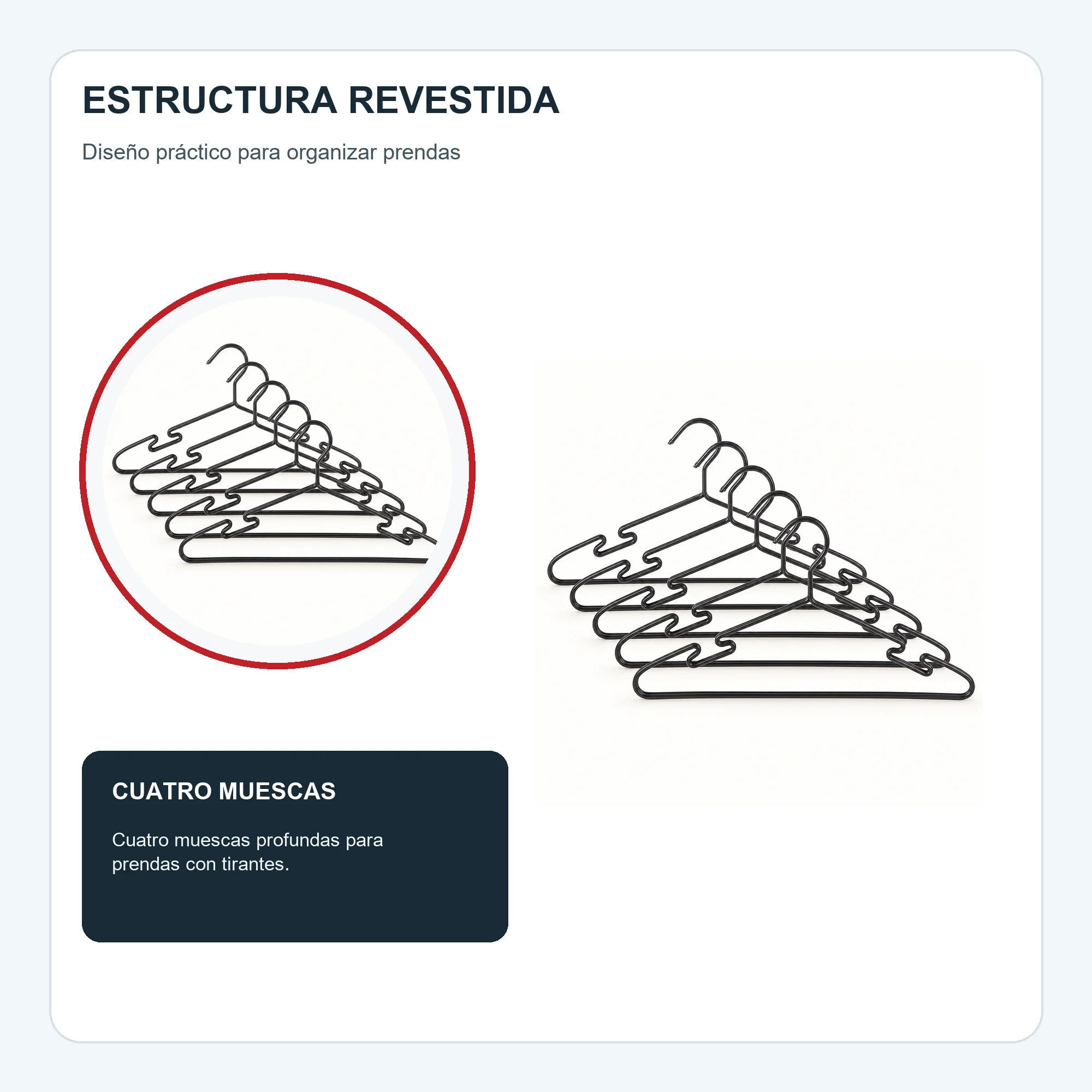 Set de 5 Colgadores Negros de 40,2 cm