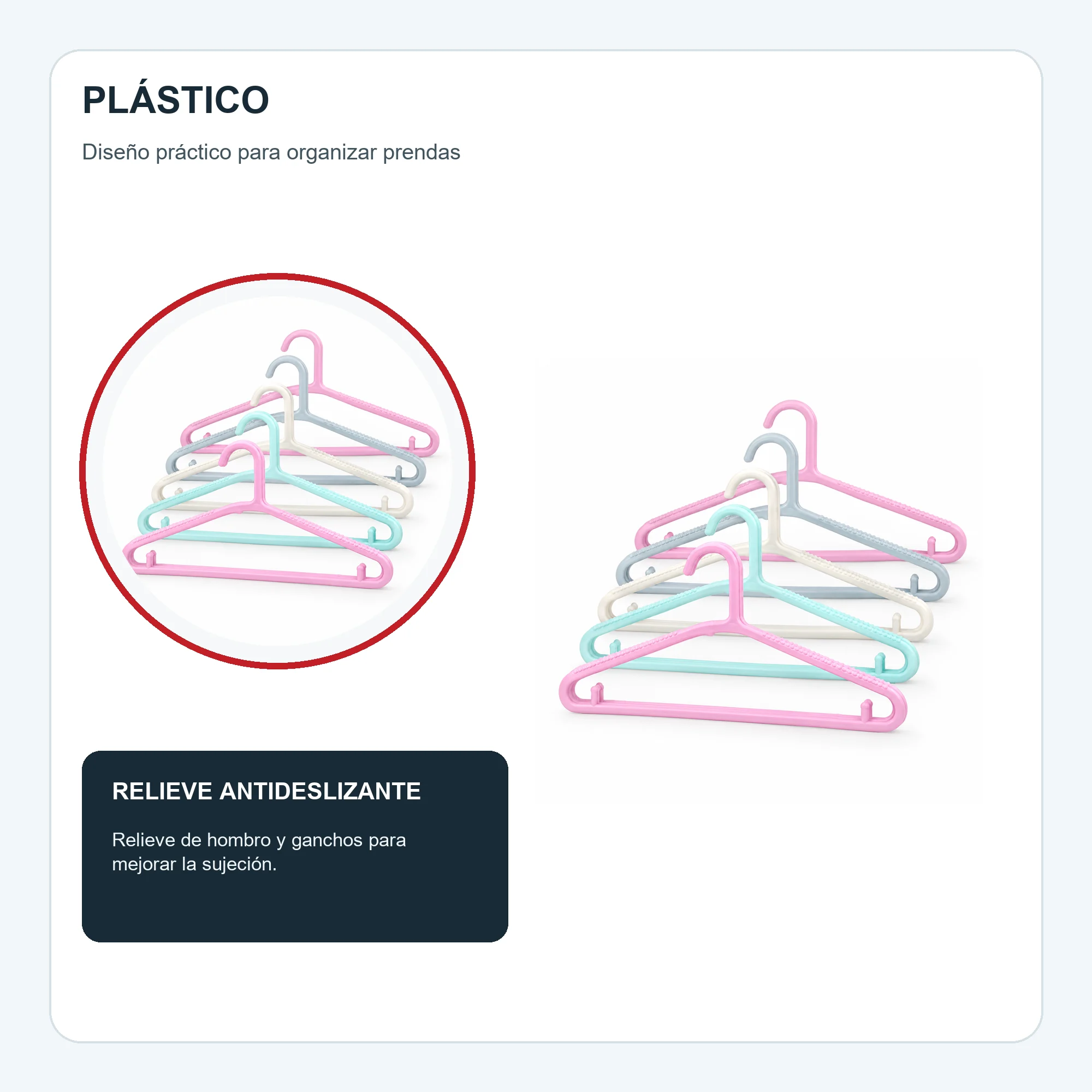 Set de 5 Colgadores de Plástico, 37 cm
