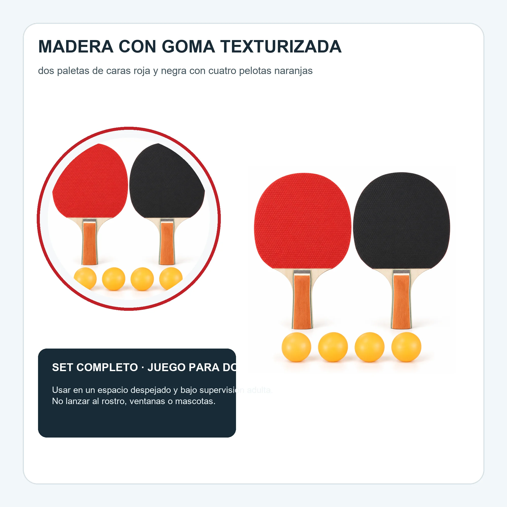 Set de Tenis de Mesa, 2 Paletas y 4 Pelotas