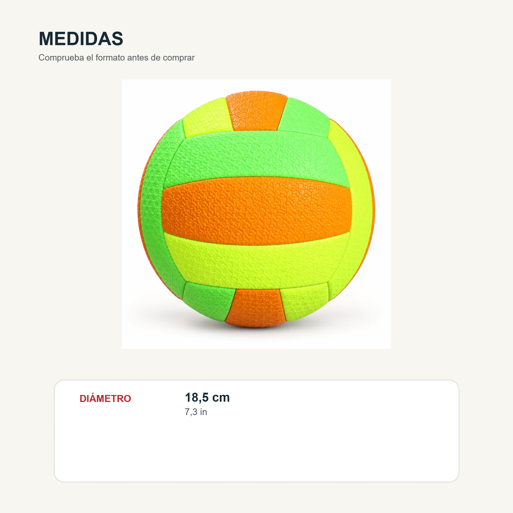 Balón de Vóleibol Tres Colores, 18,5 cm