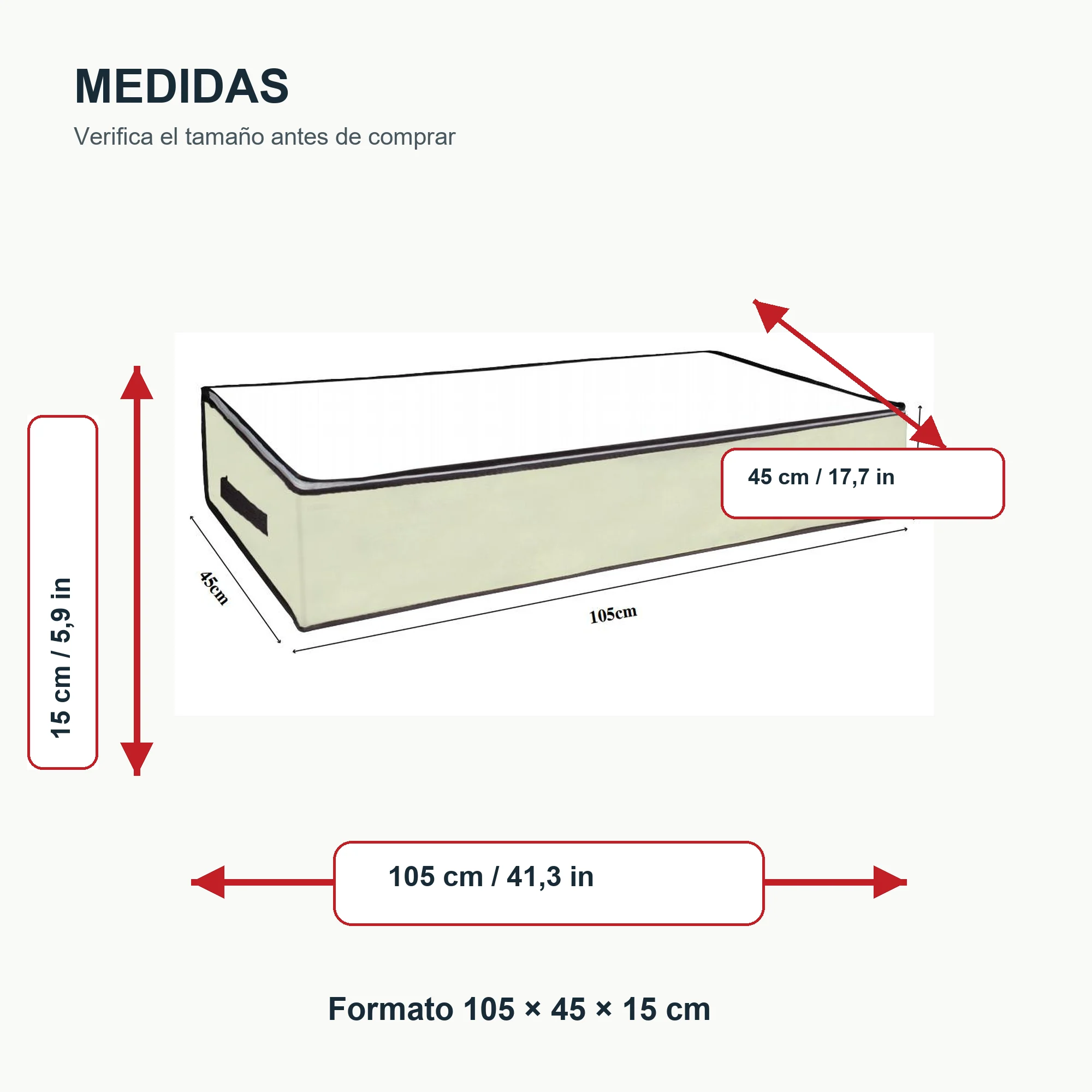 Bolsa Organizadora Bajo Cama Extra Larga, 105 × 45 × 15 cm, 1 Unidad