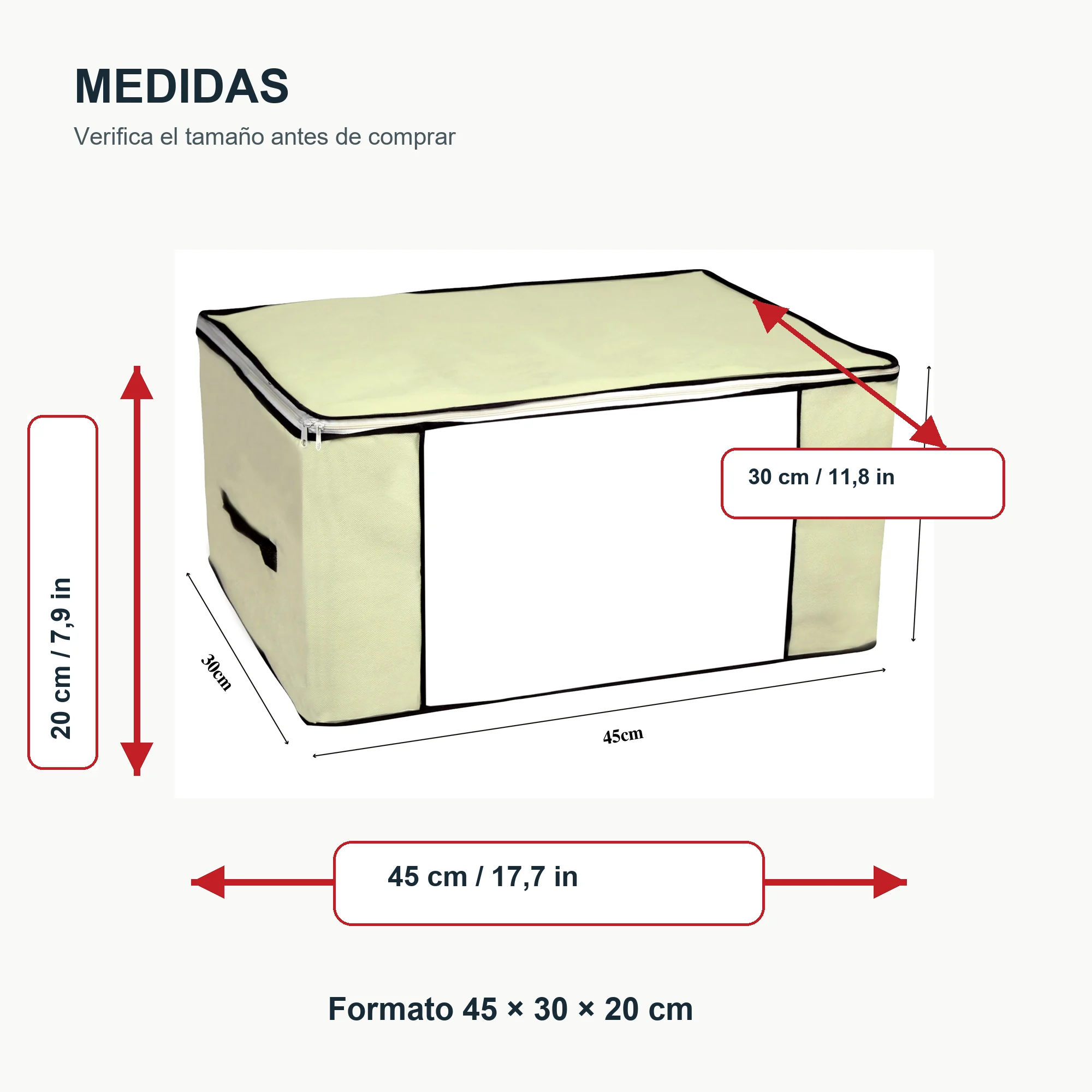Bolsa Multiuso Organizadora de Tela No Tejida, 45 × 30 × 20 cm, 1 Unidad