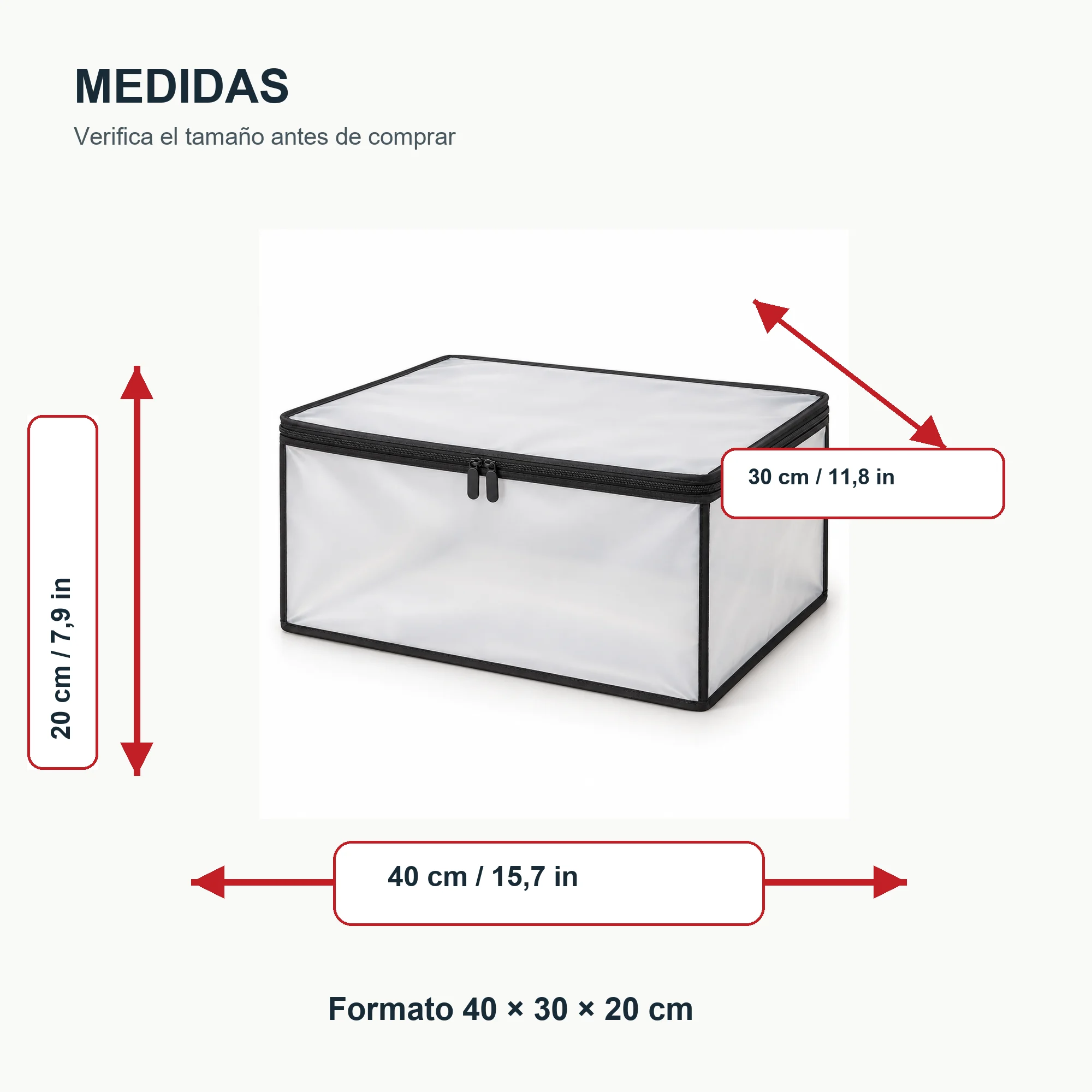 Bolsa Multiuso Organizadora de PEVA con Cierre, 40 × 30 × 20 cm, 1 Unidad