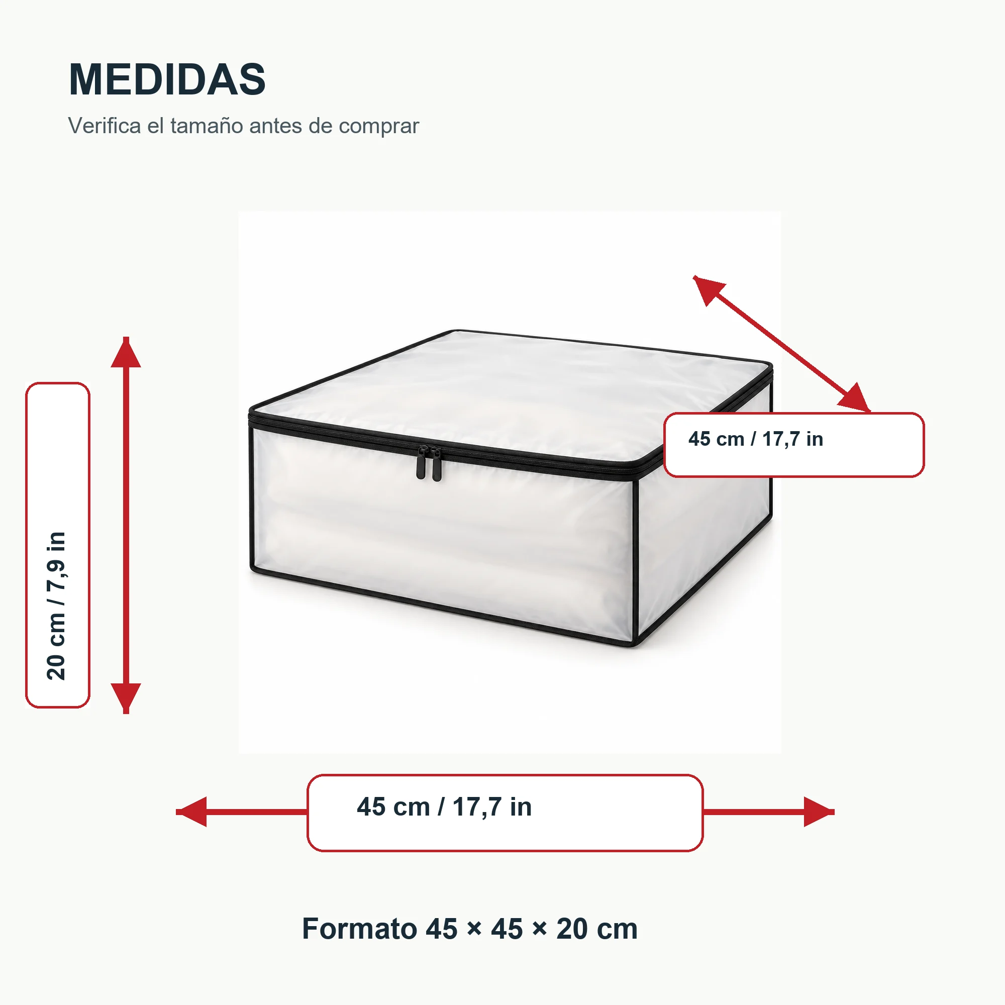 Bolsa Multiuso Organizadora de PEVA con Cierre, 45 × 45 × 20 cm, 1 Unidad