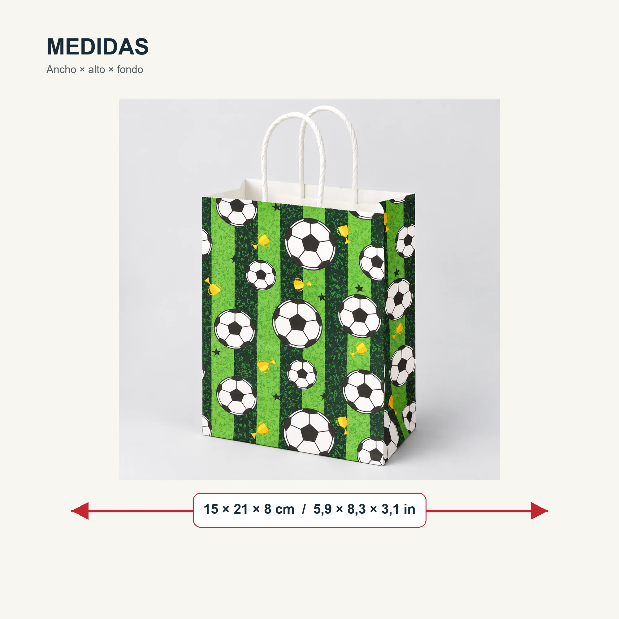 Bolsa de Regalo de Papel Deportiva Estampada con Diseño De Fútbol, 15 × 21 × 8 cm, Diseños Surtidos