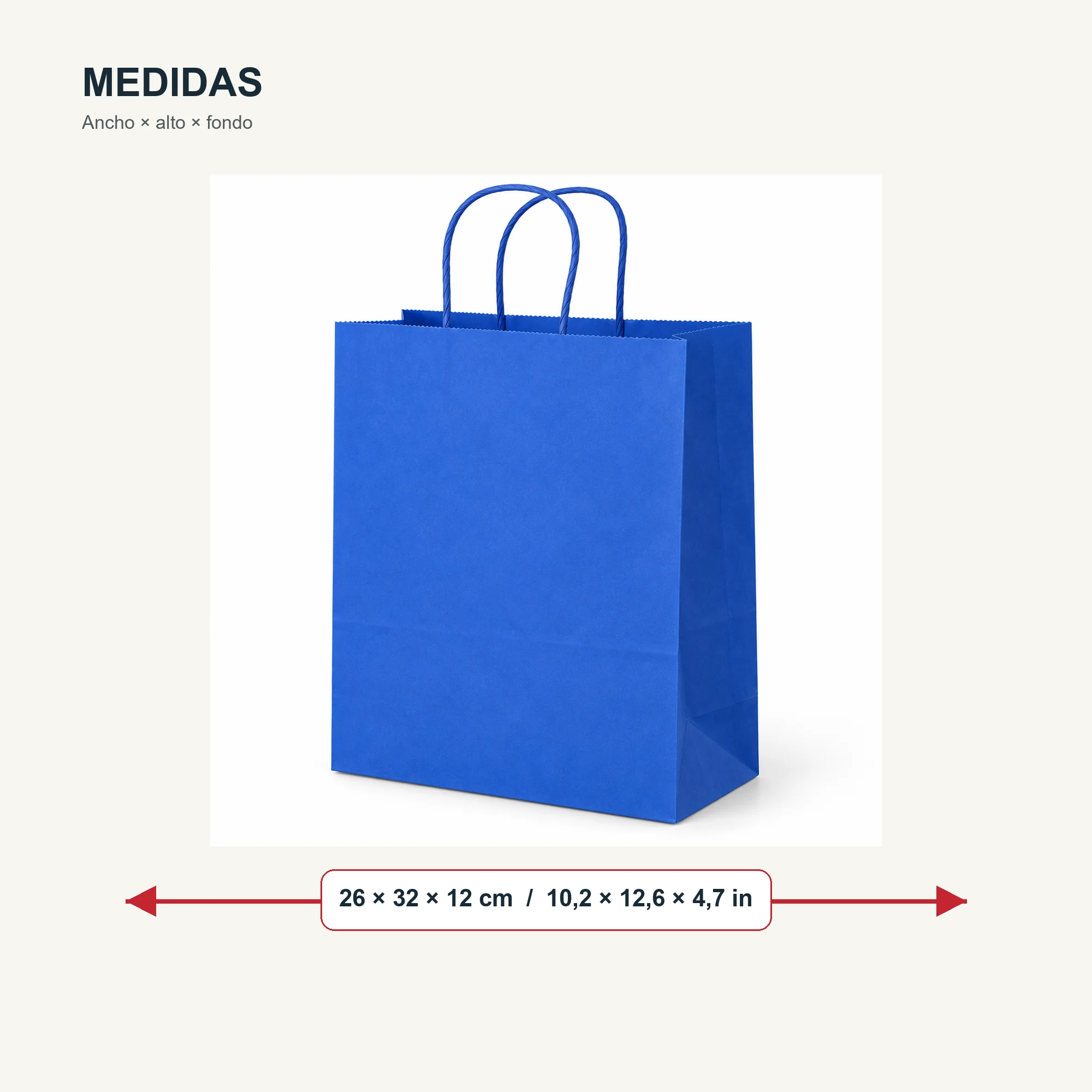 Bolsa de Regalo de Papel Liso con Asas Trenzadas, 26 × 32 × 12 cm, Colores Surtidos