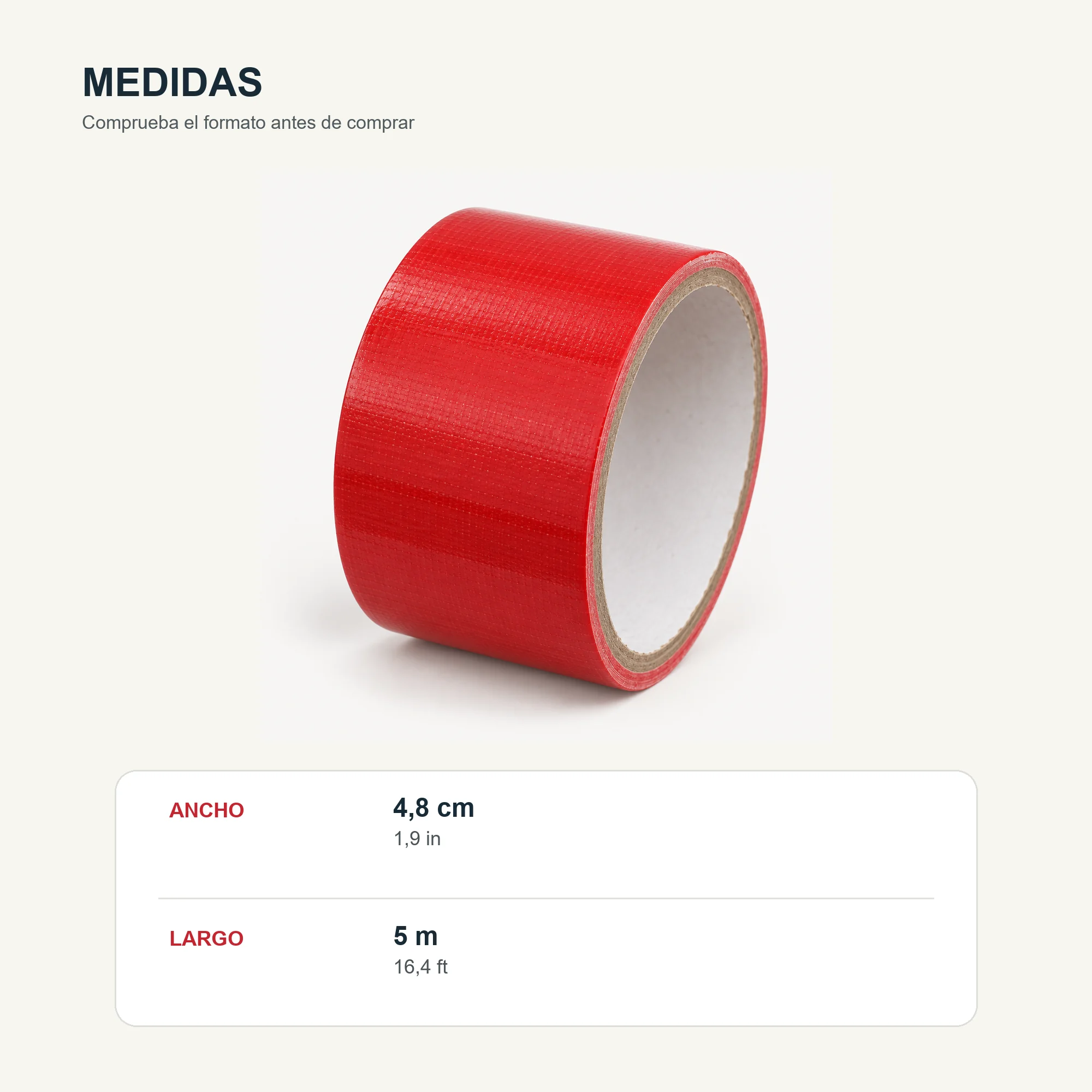 Cinta Americana de Tela Roja, 48 mm × 5 m