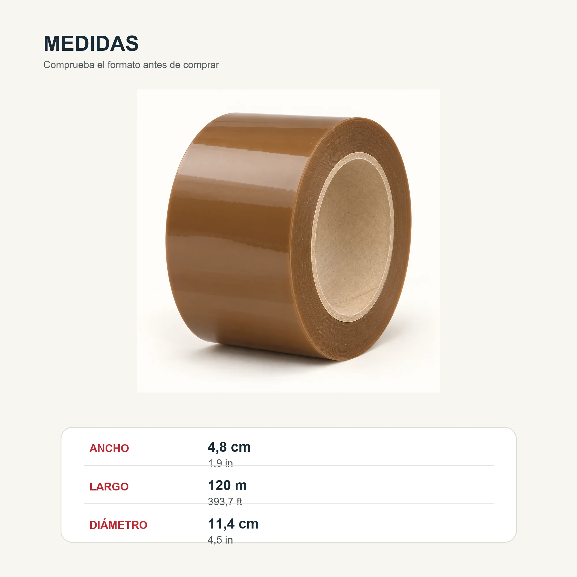 Cinta de Embalaje Marrón, 48 mm × 120 m