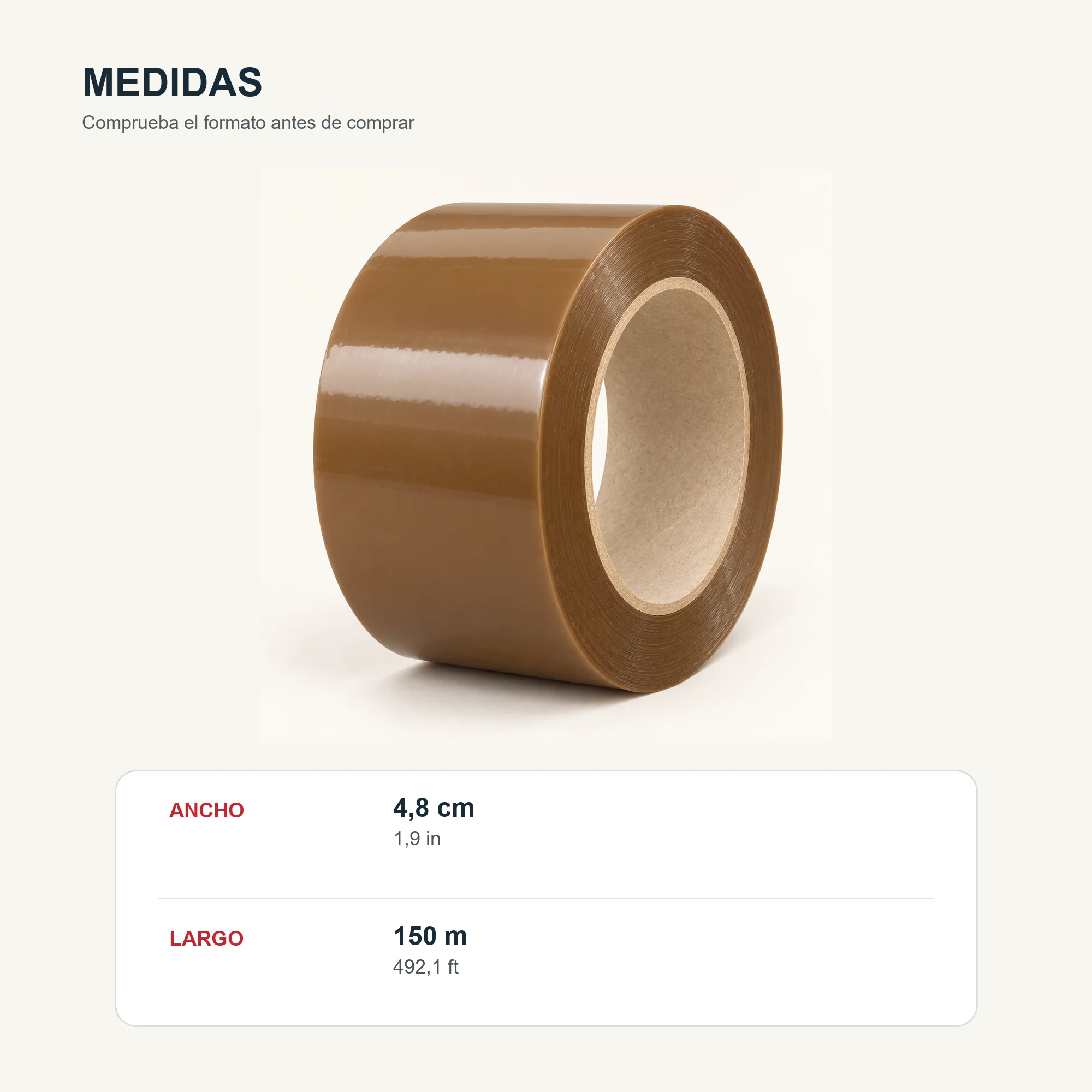 Cinta de Embalaje Marrón, 48 mm × 150 m