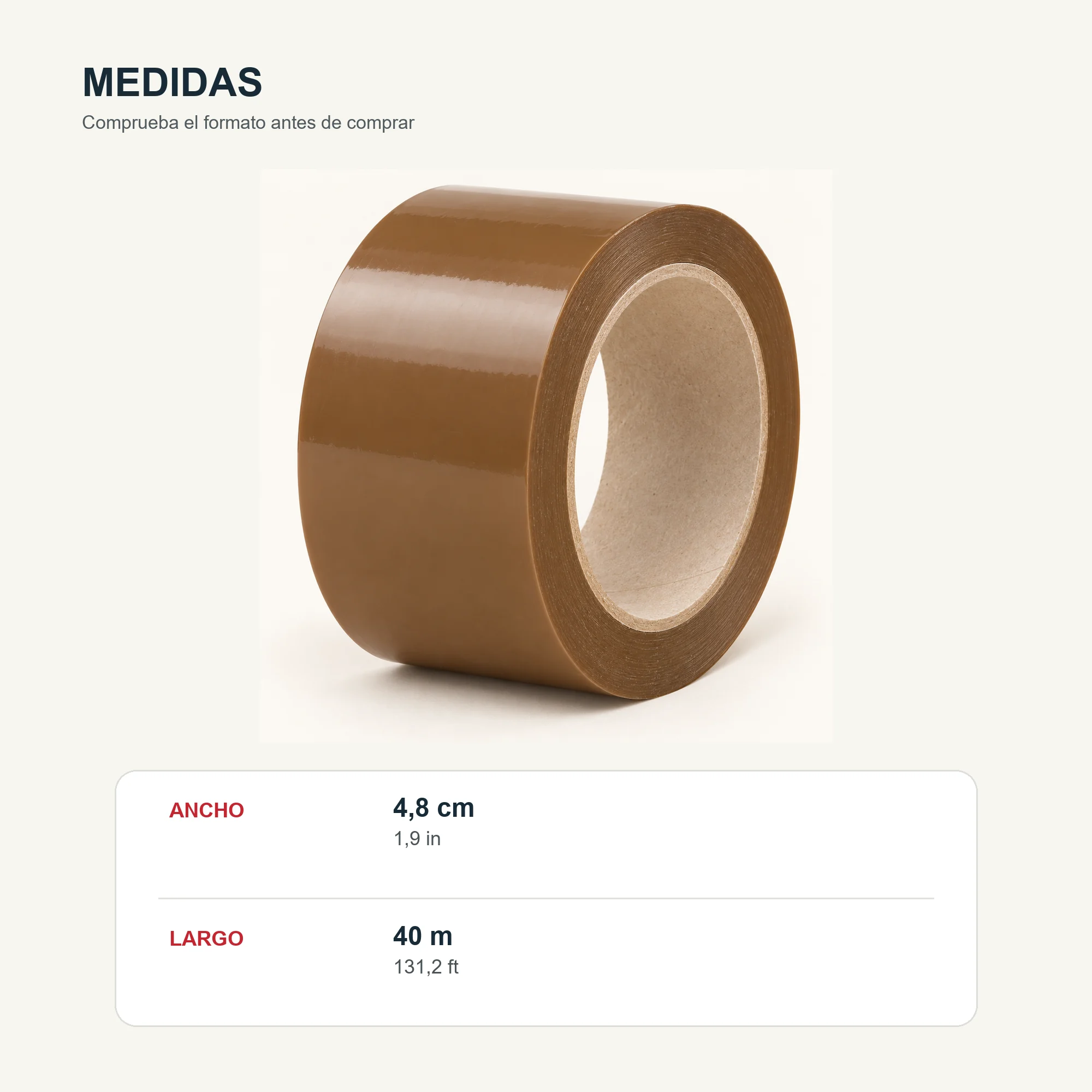 Cinta de Embalaje Marrón, 48 mm × 40 m