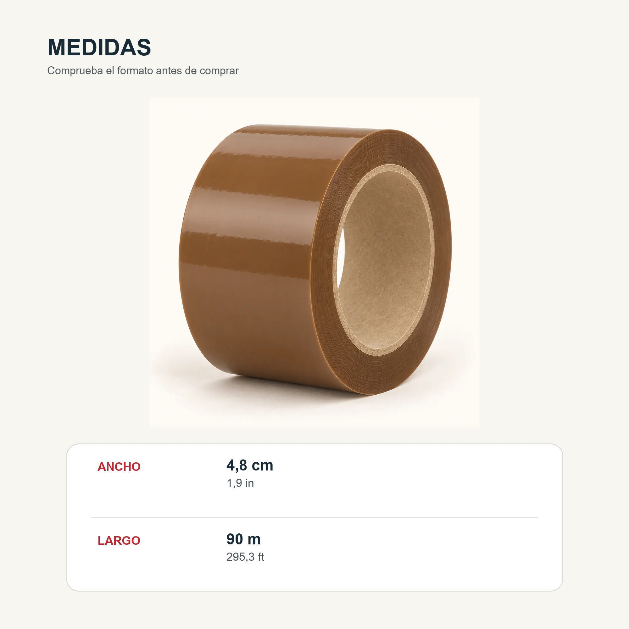 Cinta de Embalaje Marrón, 48 mm × 90 m
