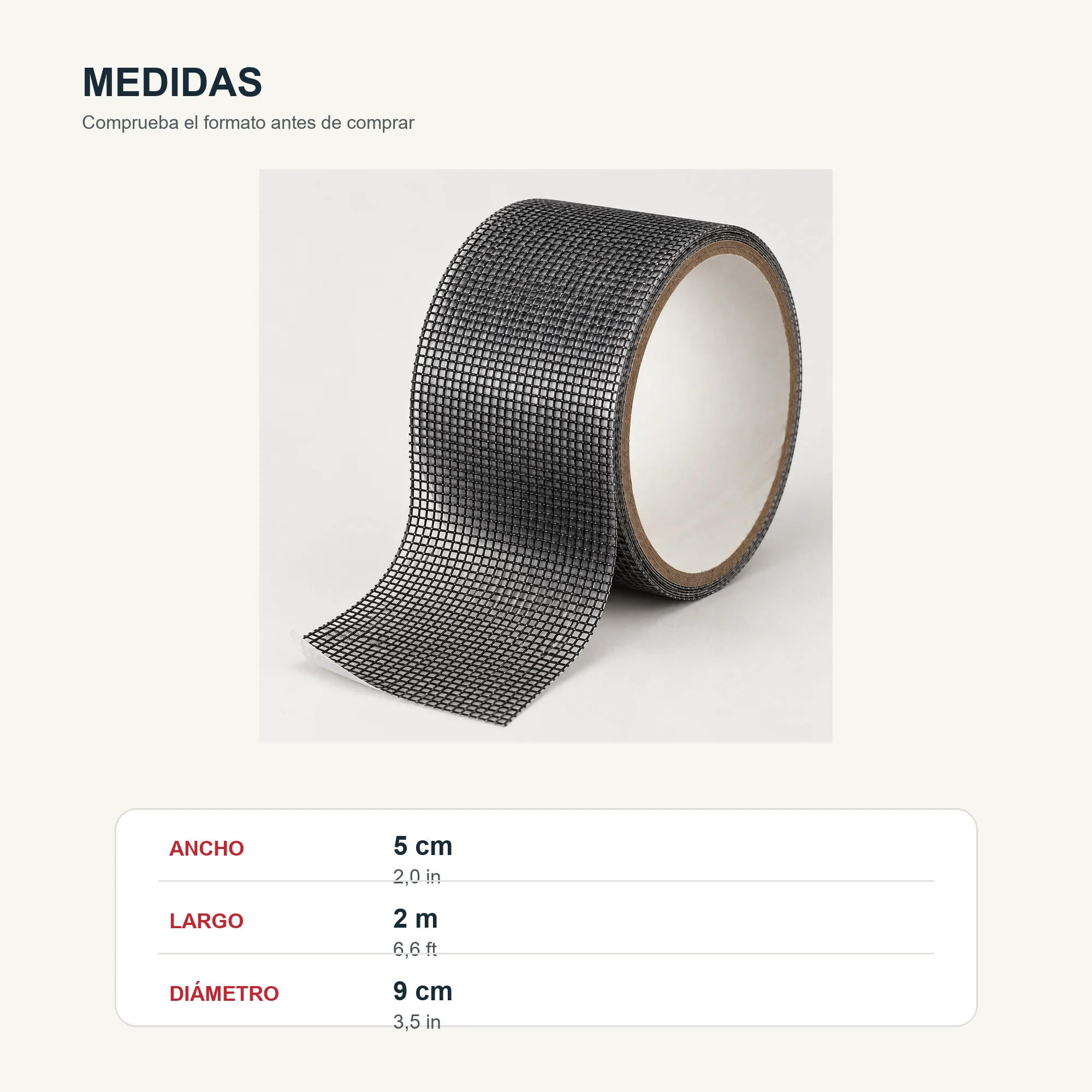 Cinta de Reparación para Mosquitero Negra, 50 mm × 2 m