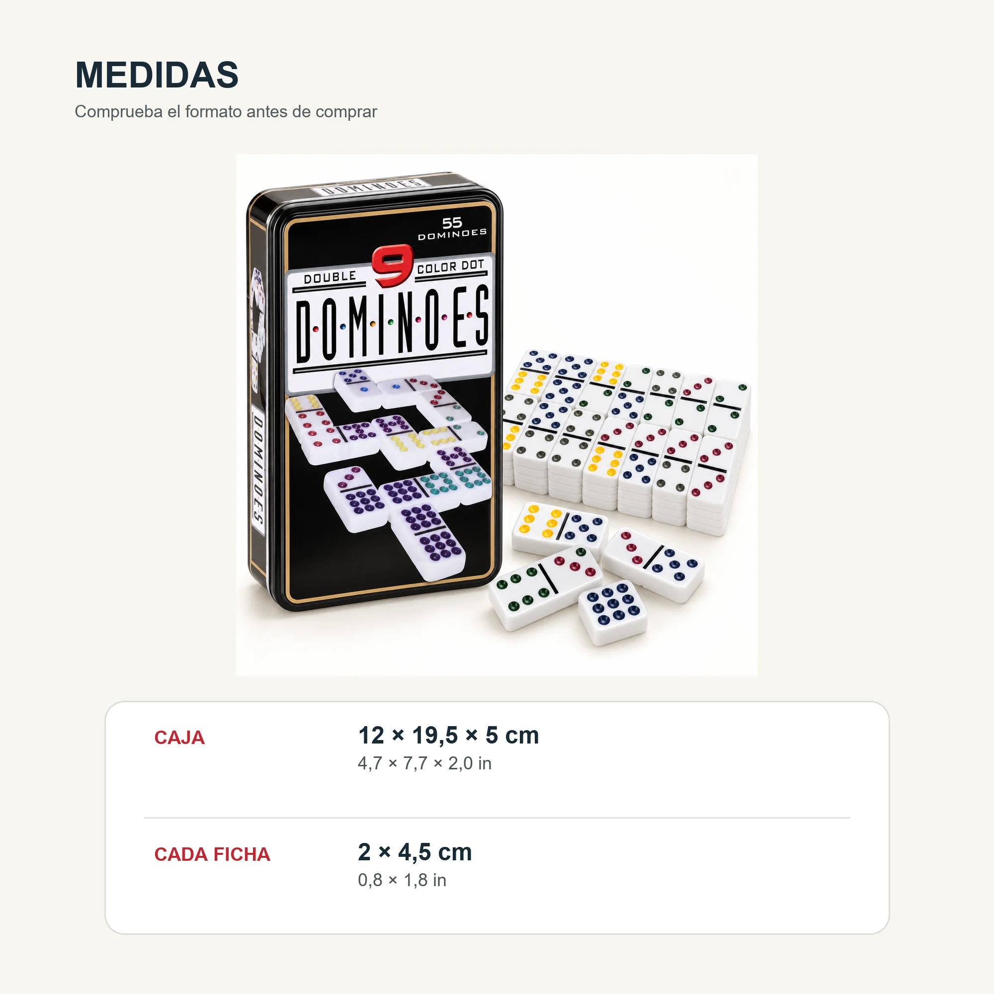 Dominó Doble Nueve de 55 Fichas con Caja Metálica