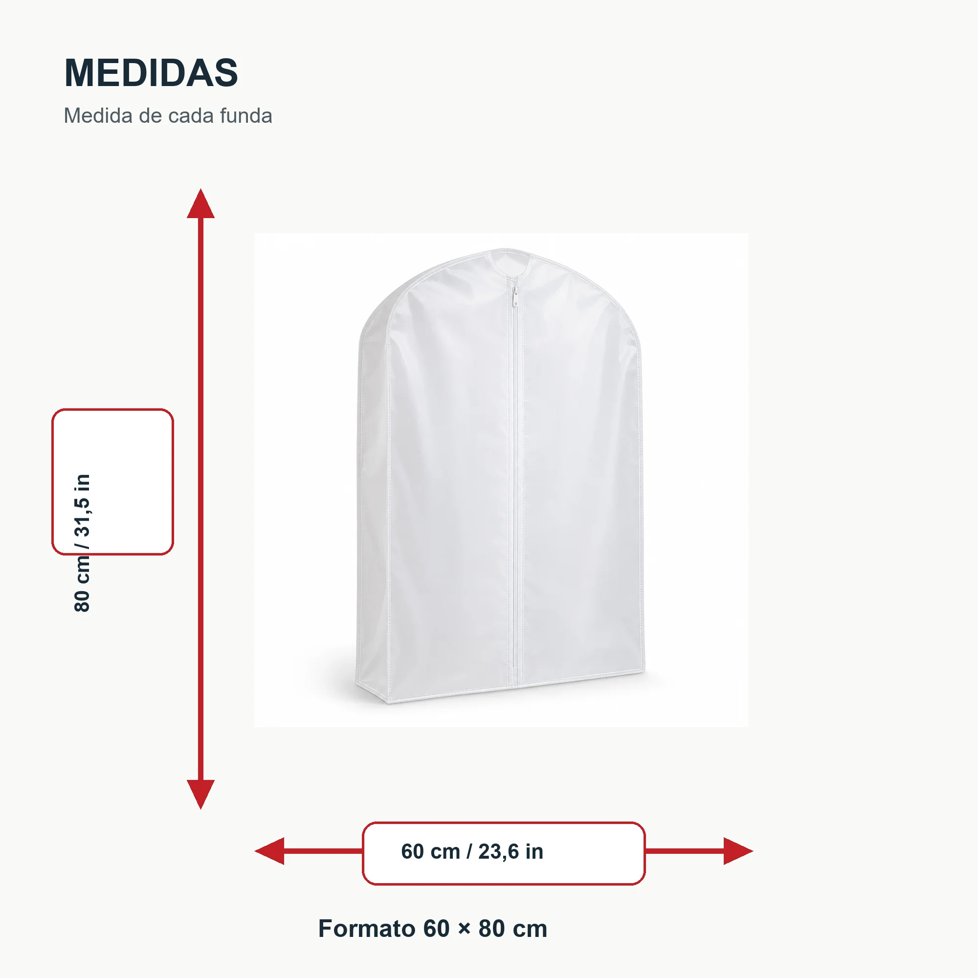 Funda para Traje de PEVA con Cierre, 60 × 80 cm, 1 Funda