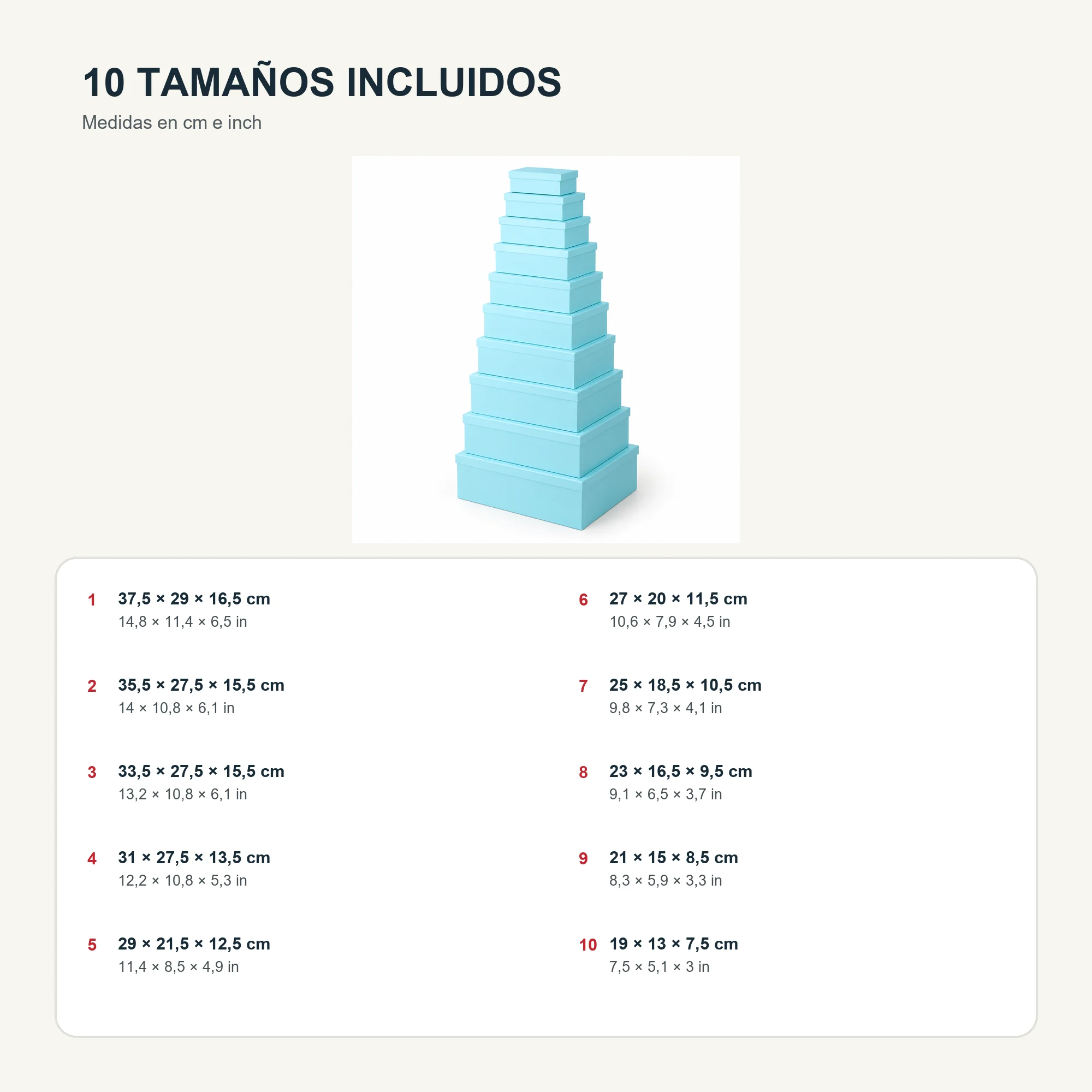 Juego de 10 Cajas de Regalo Juego Rectangular Celeste Turquesa, Tamaños Surtidos