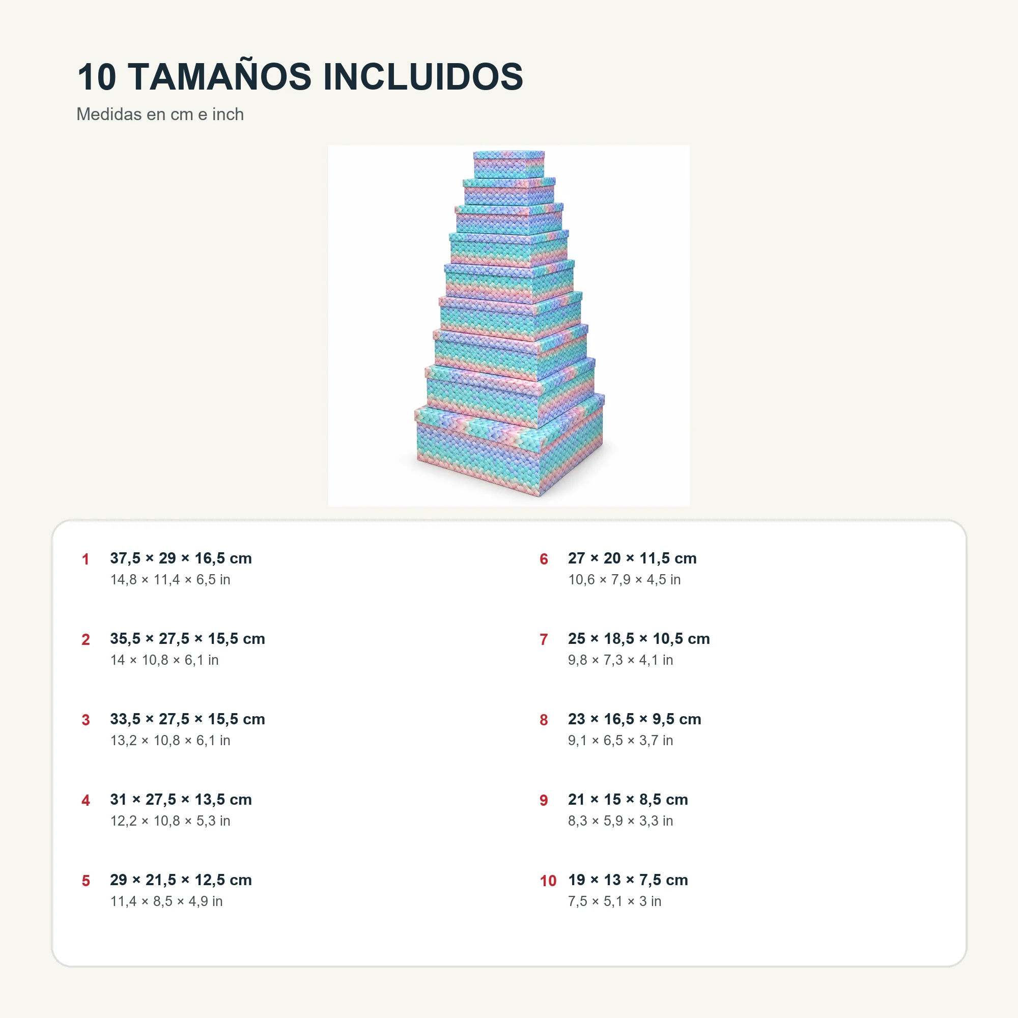 Juego de 10 Cajas de Regalo Juego Rectangular Con Efecto Tejido Pastel, Tamaños Surtidos
