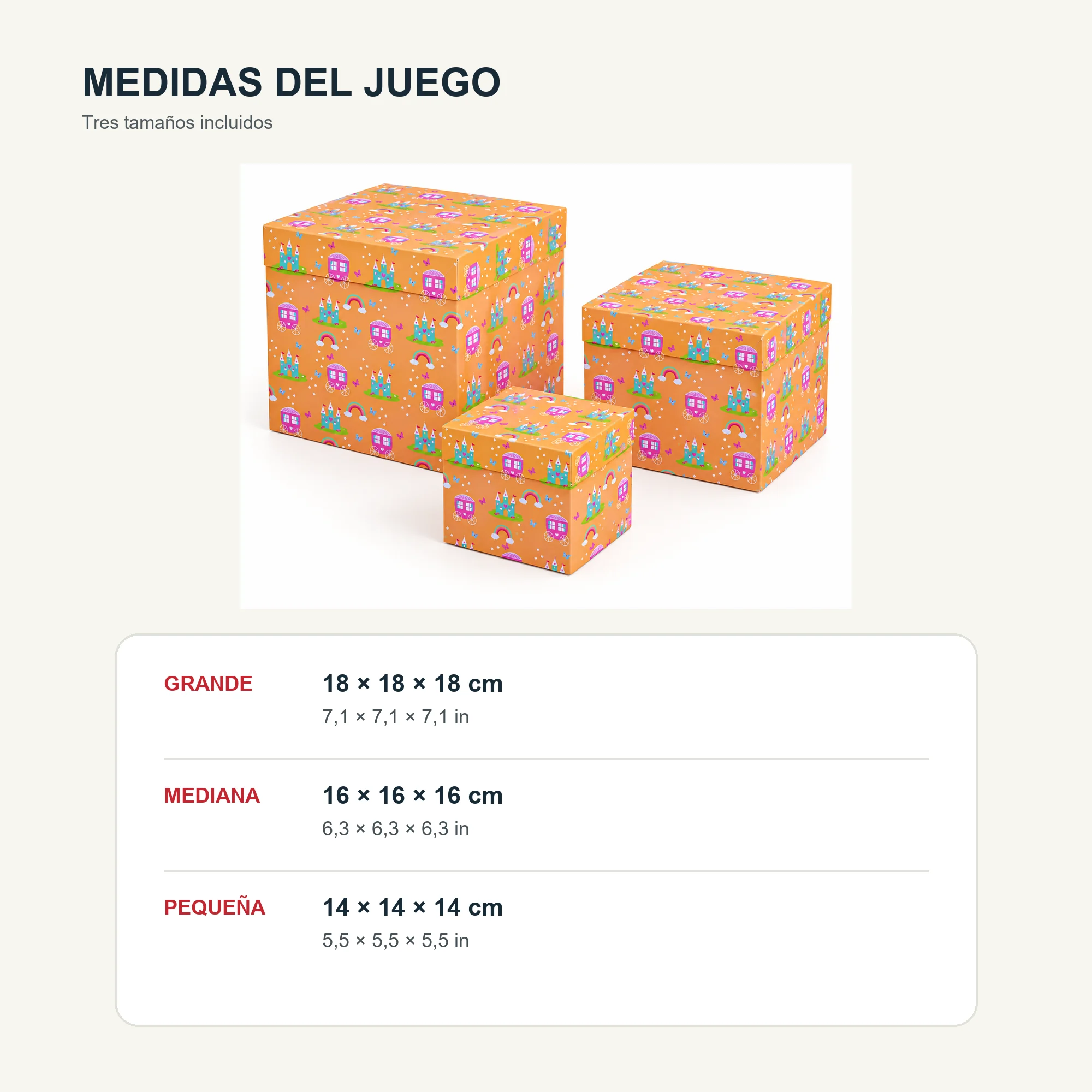Juego de 3 Cajas de Regalo Juego De Cajas Infantiles De Princesas, Tres Tamaños