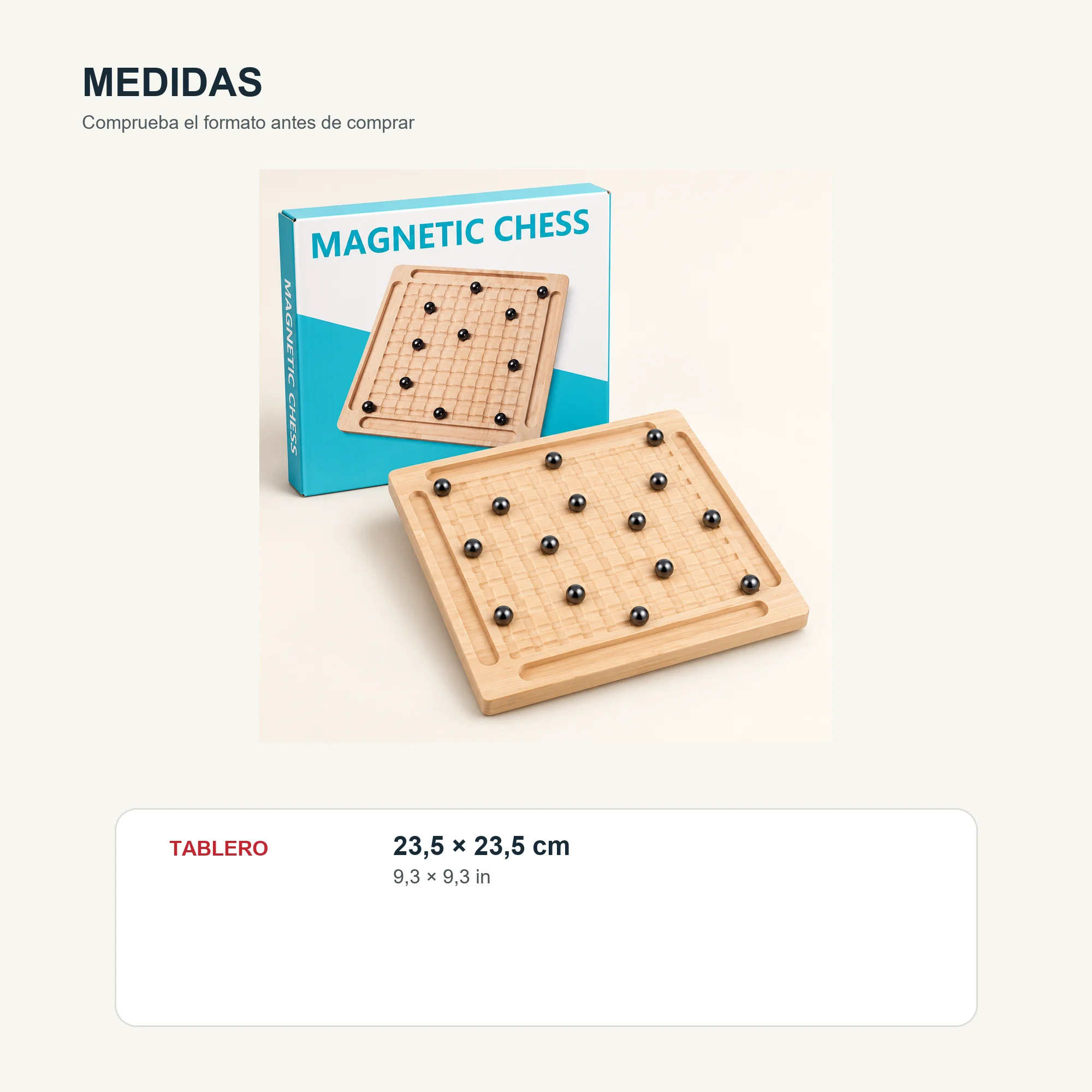 Juego Magnetic Chess de Madera, 23,5 × 23,5 cm