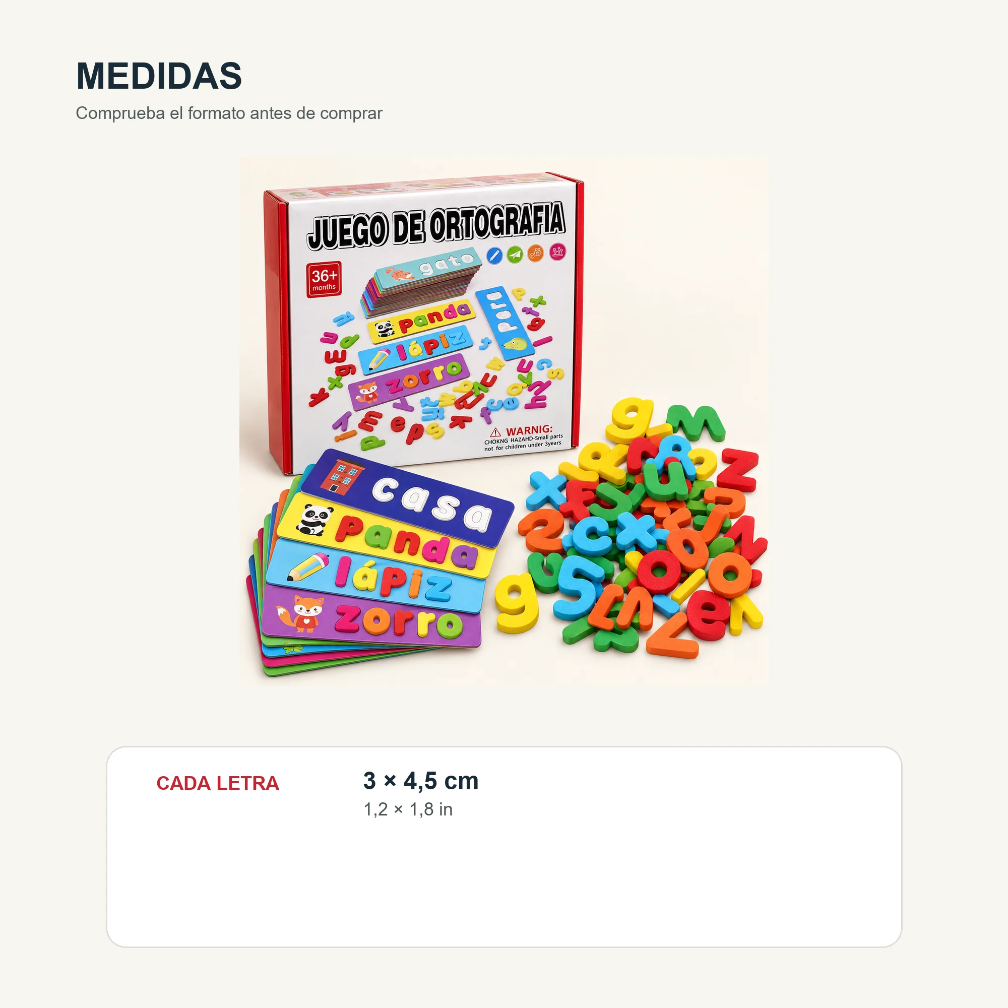 Juego de Ortografía en Español con Tarjetas y Letras EVA, 3+ años