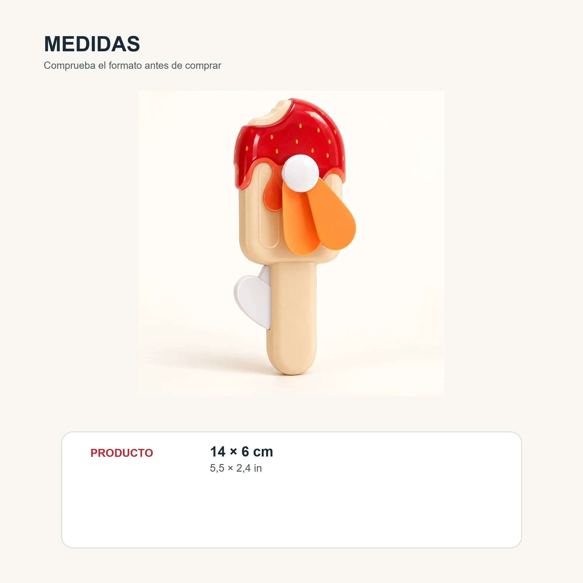 Mini Ventilador Manual Helado, 14 × 6 cm, Color Surtido