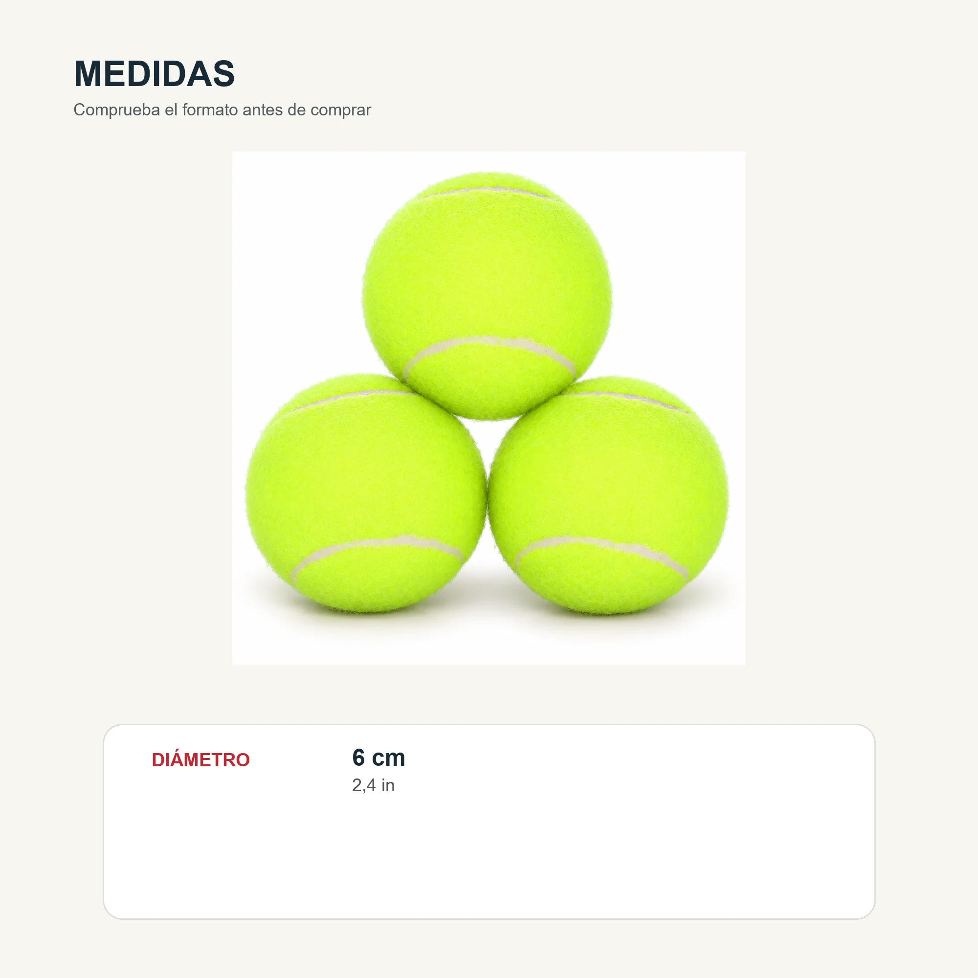 Pelotas de Tenis de Fieltro, 6 cm, Pack de 3