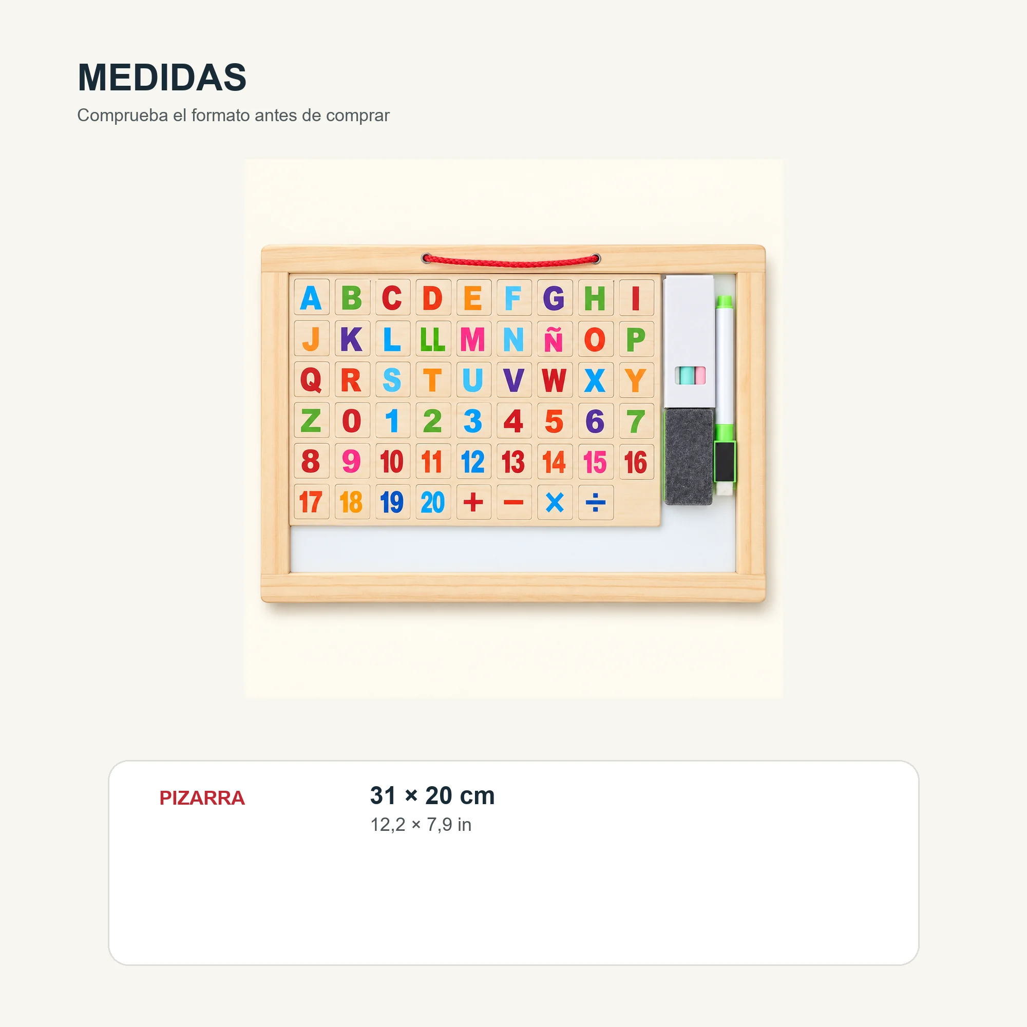Pizarra Magnética Educativa en Español, 90 Piezas, 31 × 20 cm