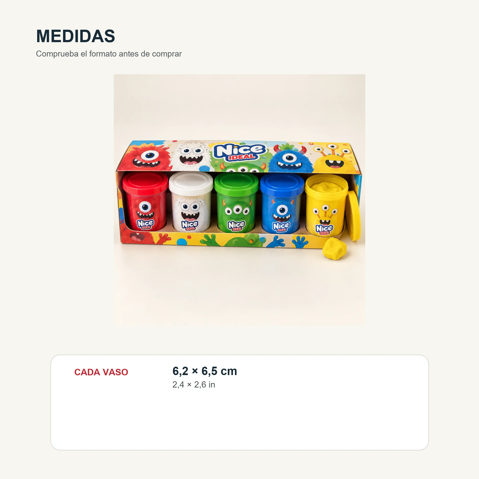 Set de Plasticina en 5 Vasos Grandes, 5 Colores