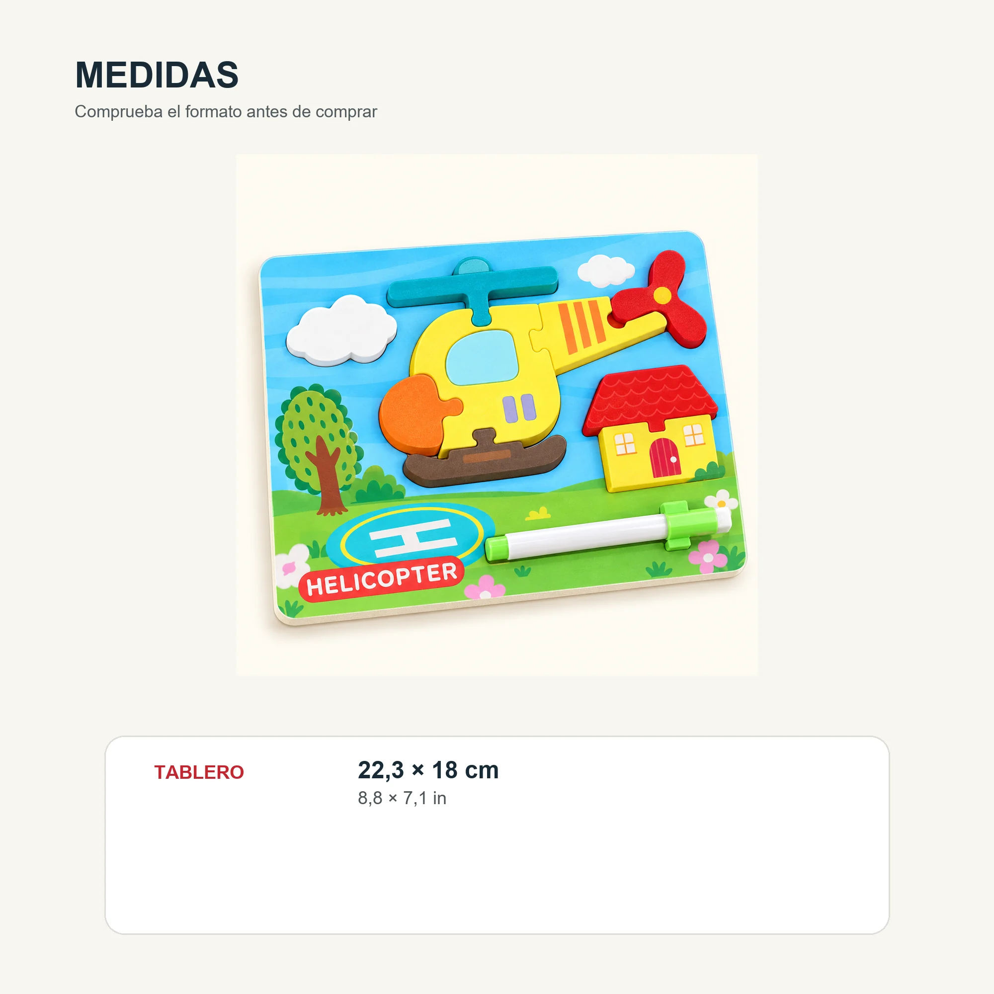 Puzzle Infantil de Goma EVA con Pizarra y Marcador, 22,3 × 18 cm