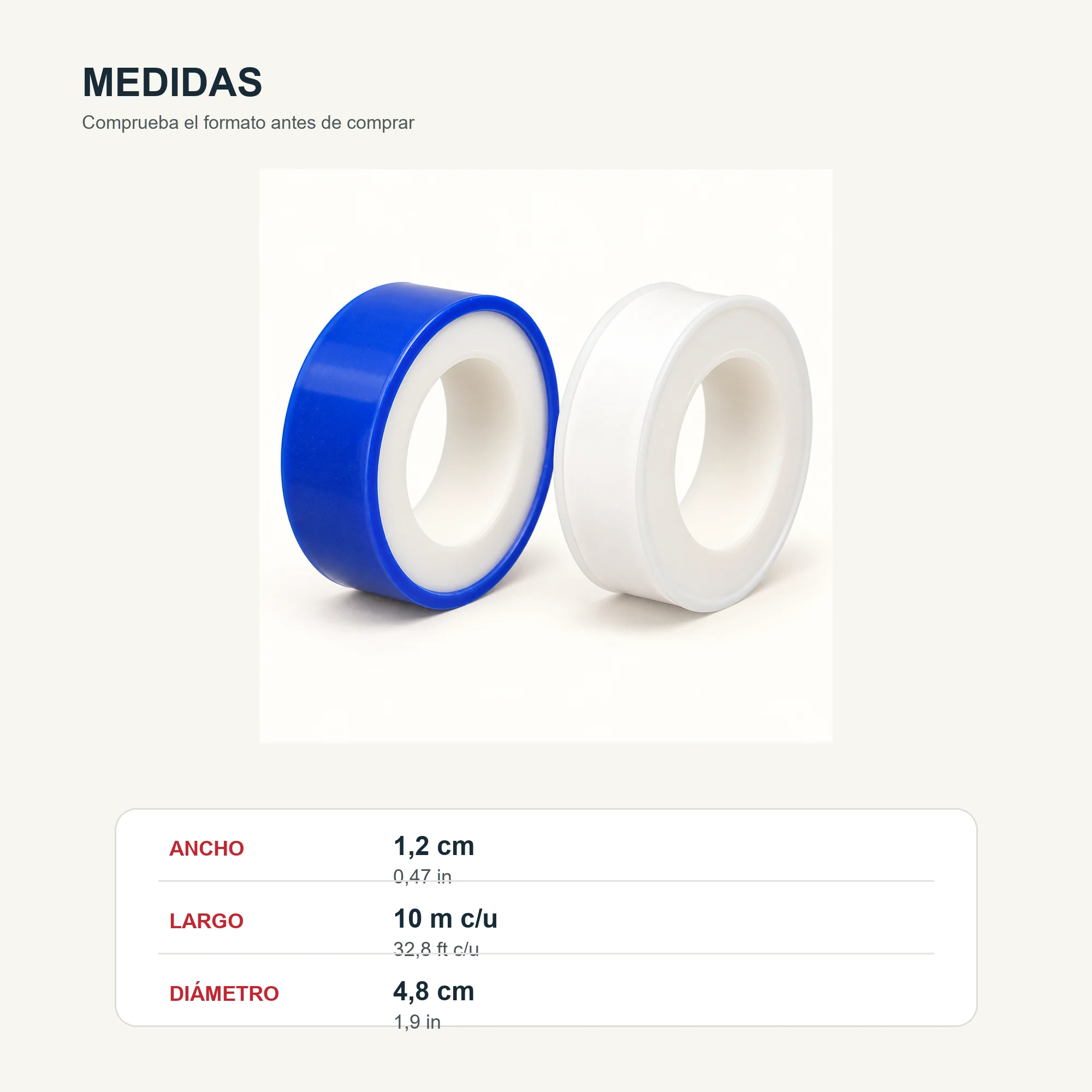 Set de 2 Cintas Selladoras de PTFE, 12 mm × 10 m