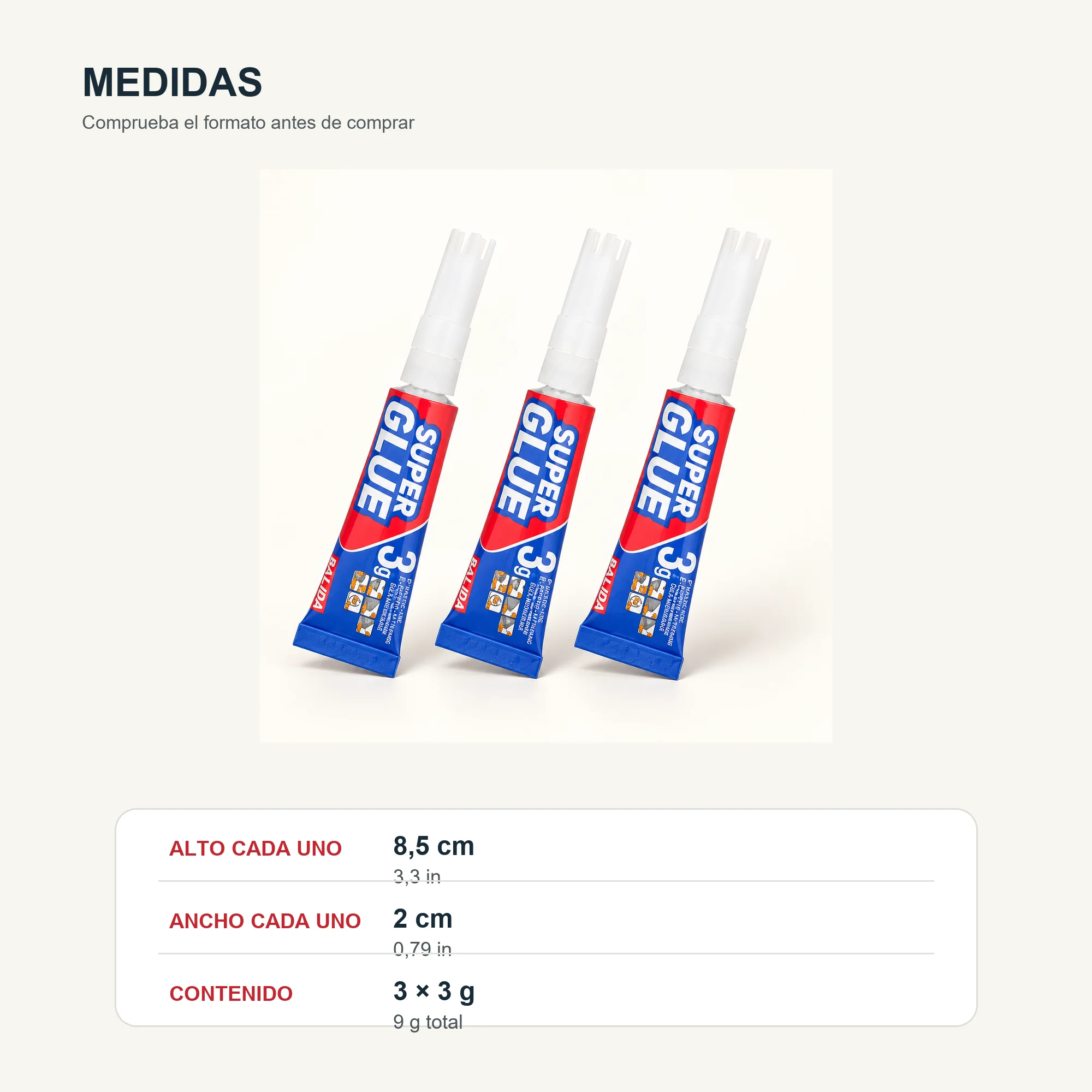 Set de 3 Adhesivos Instantáneos de 3 g con Boquilla de Precisión