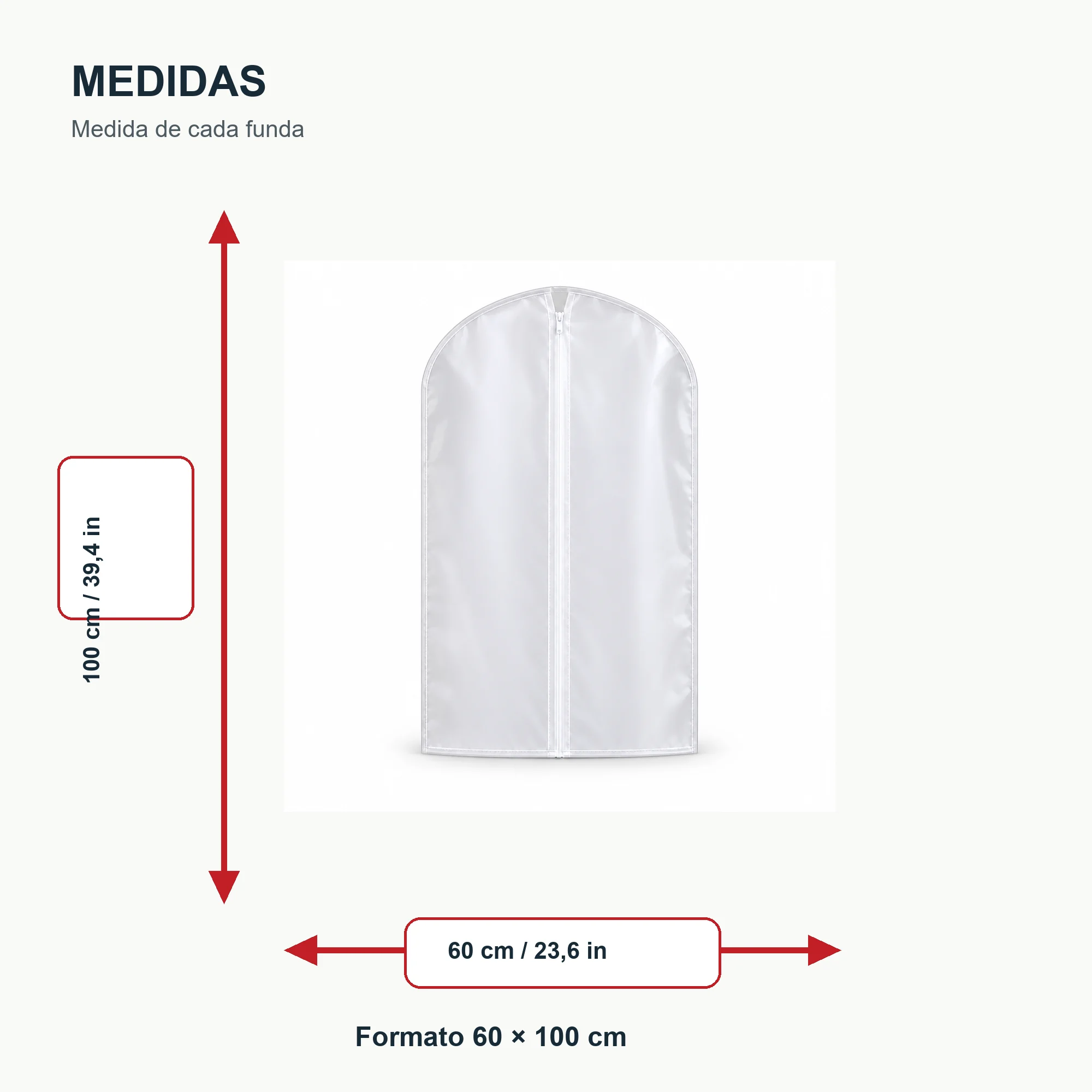 Set de 3 Fundas para Traje de PEVA con Cierre, 60 × 100 cm, 3 Fundas