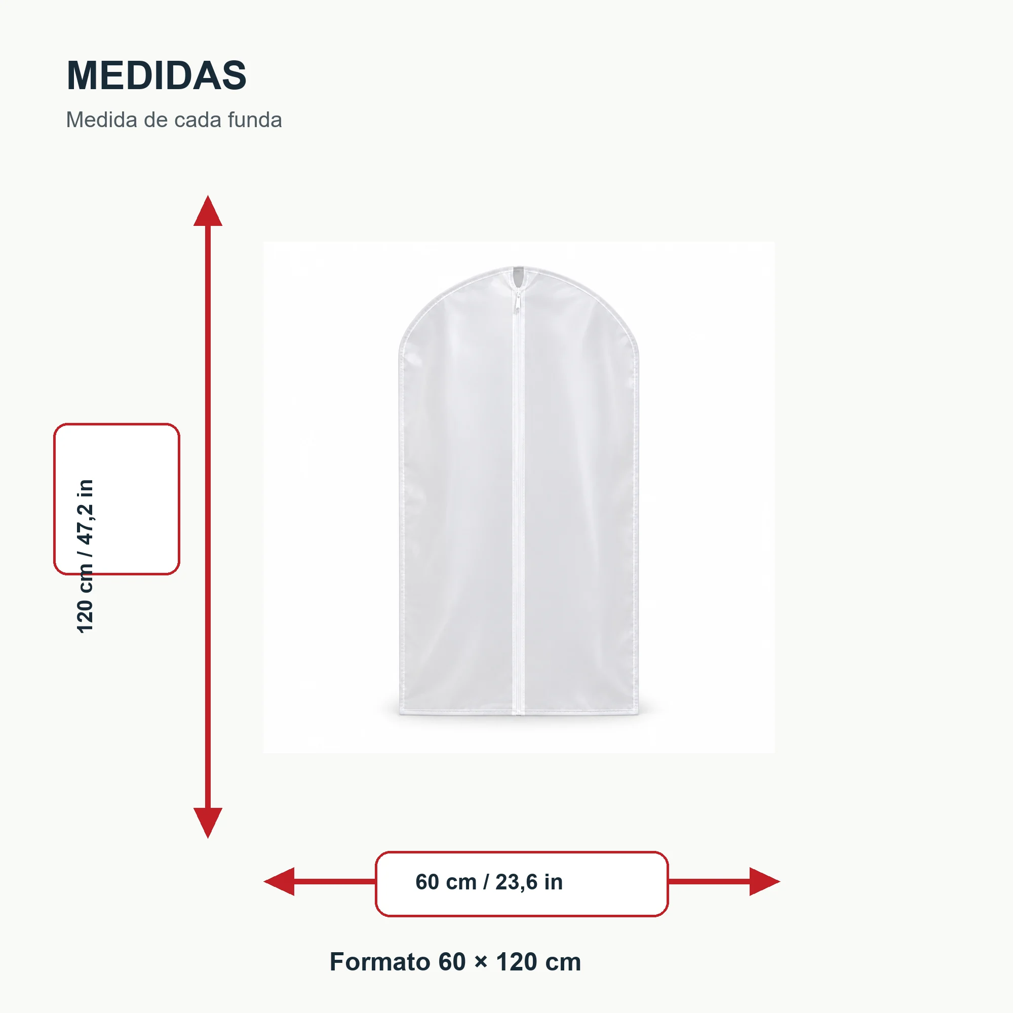 Set de 3 Fundas para Traje de PEVA con Cierre, 60 × 120 cm, 3 Fundas