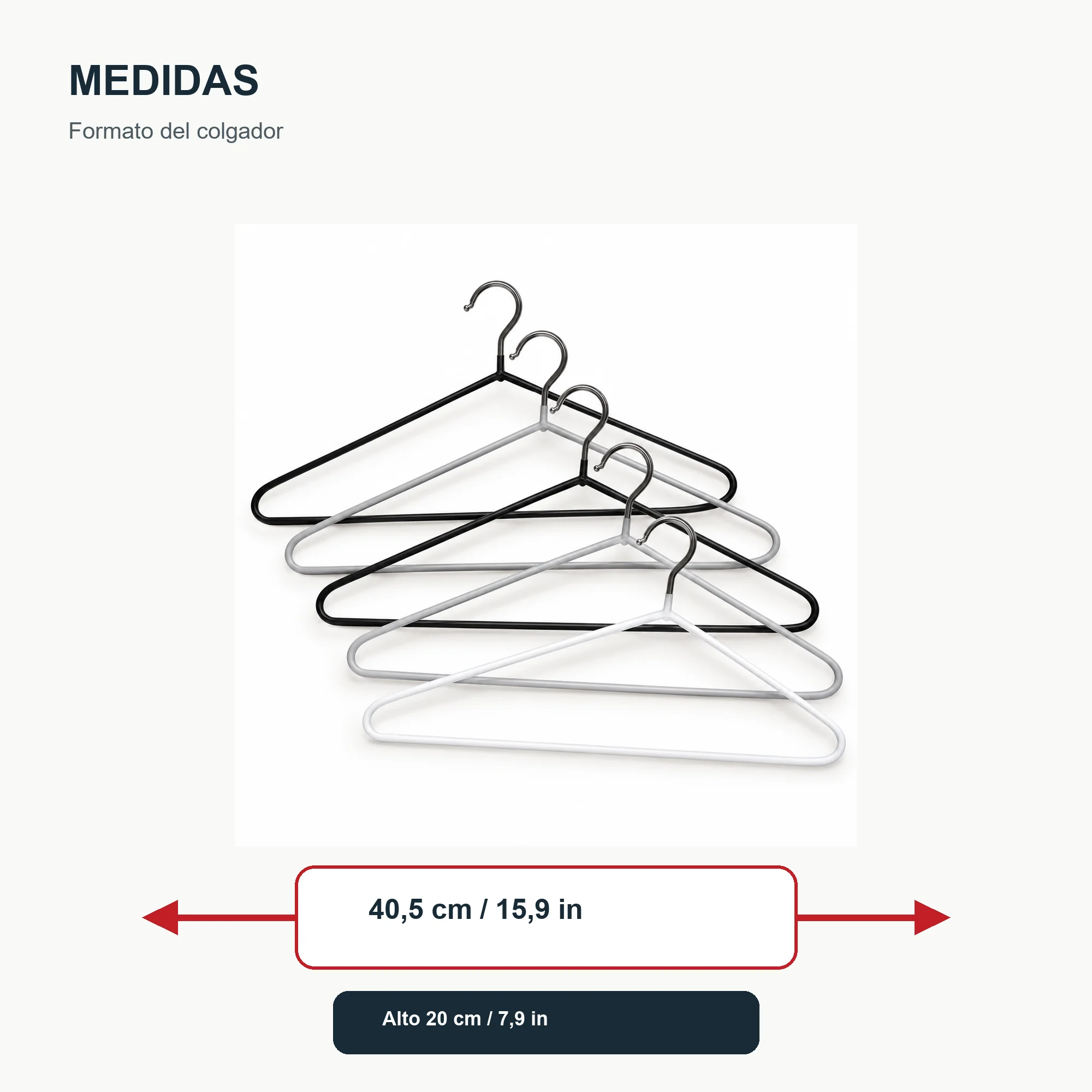 Set de 5 Colgadores Delgados de 40,5 cm