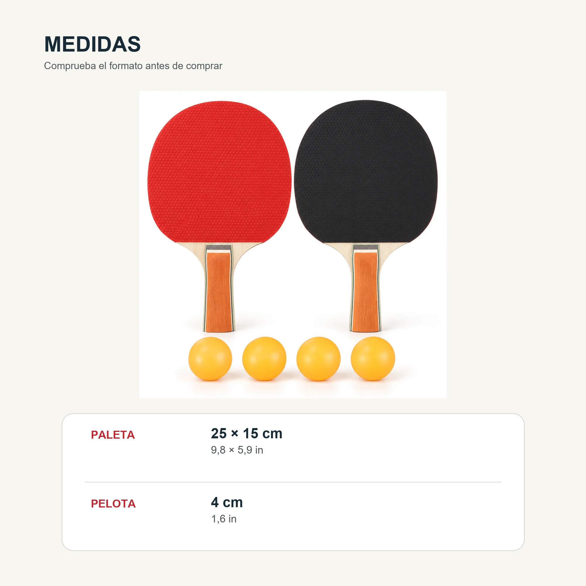 Set de Tenis de Mesa, 2 Paletas y 4 Pelotas