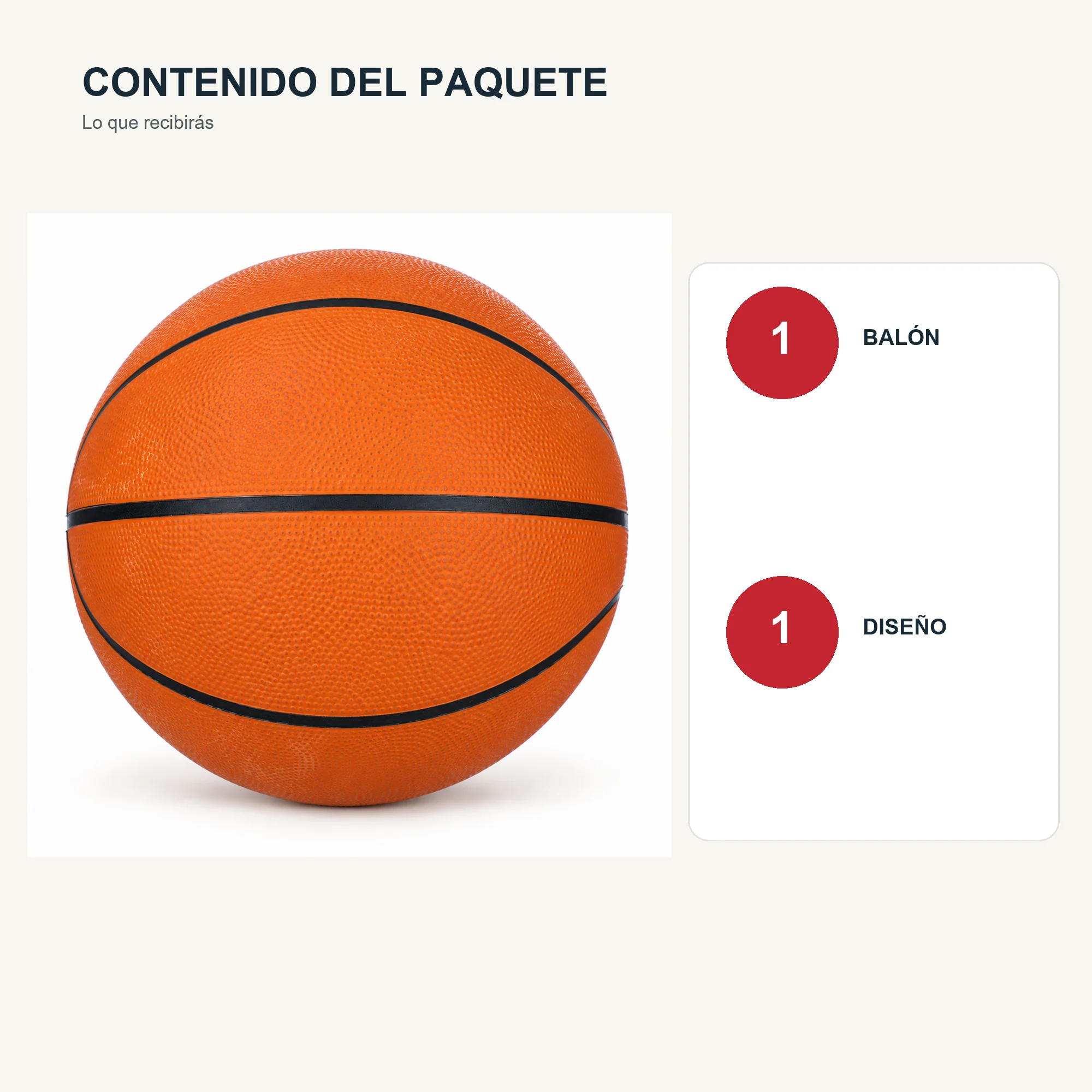 Balón de Básquetbol Naranja N.º 7, 22 cm