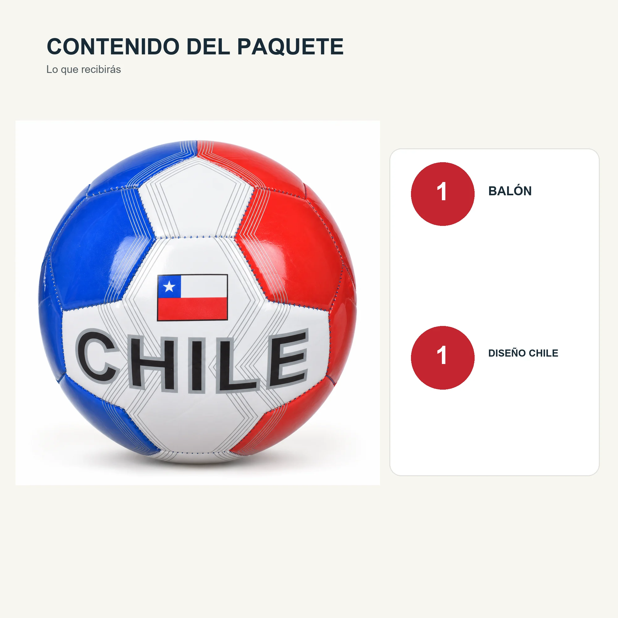 Balón de Fútbol Chile N.º 5, 21,5 cm