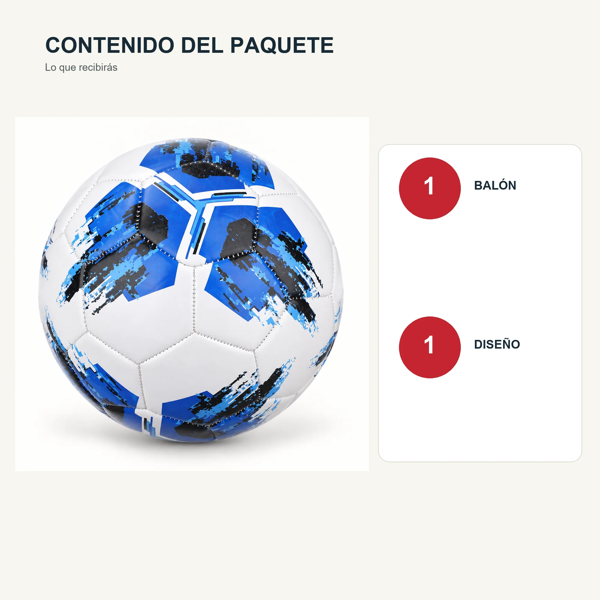 Balón de Fútbol Pinceladas Azules N.º 5, 20 cm