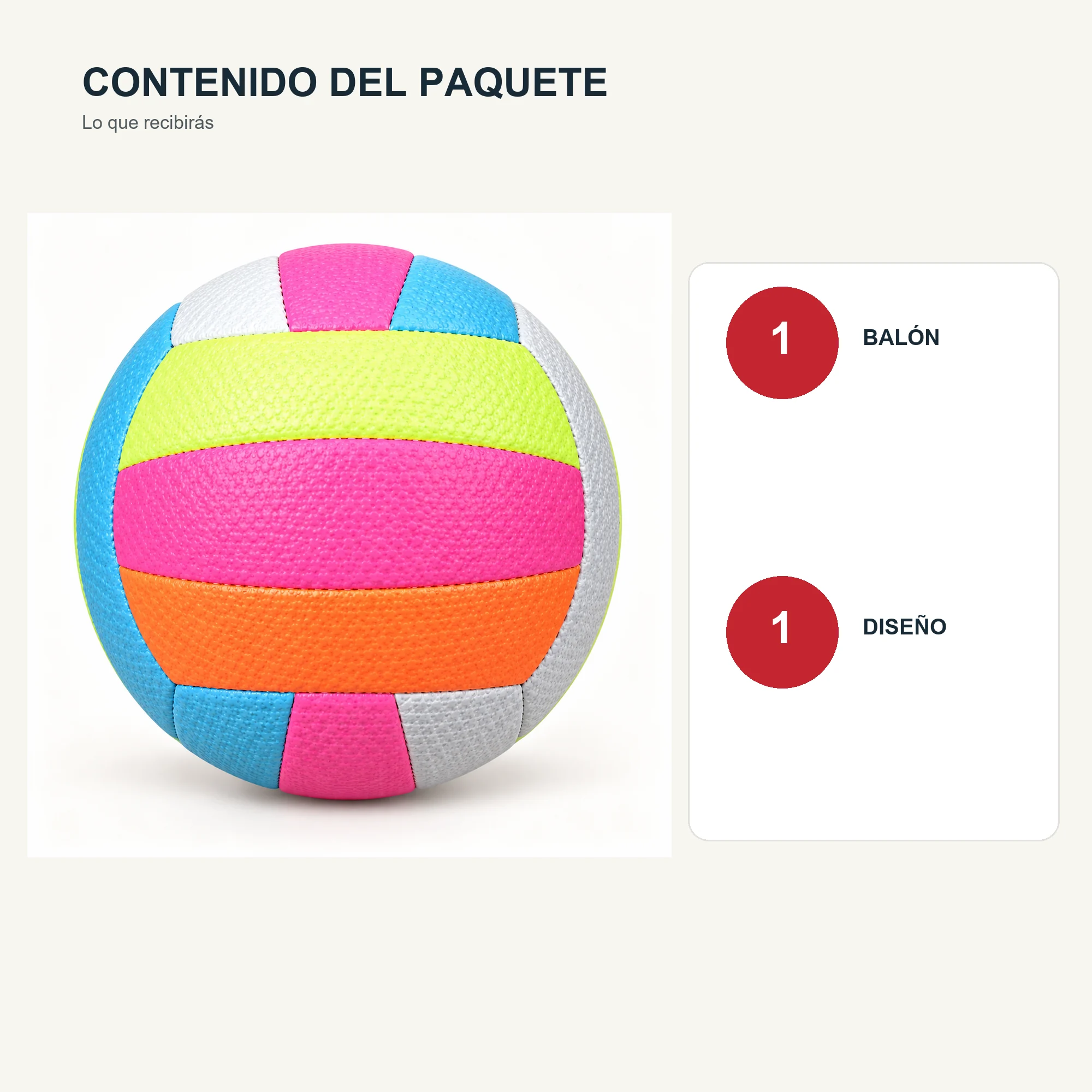 Balón de Vóleibol Multicolor, Circunferencia 67 cm