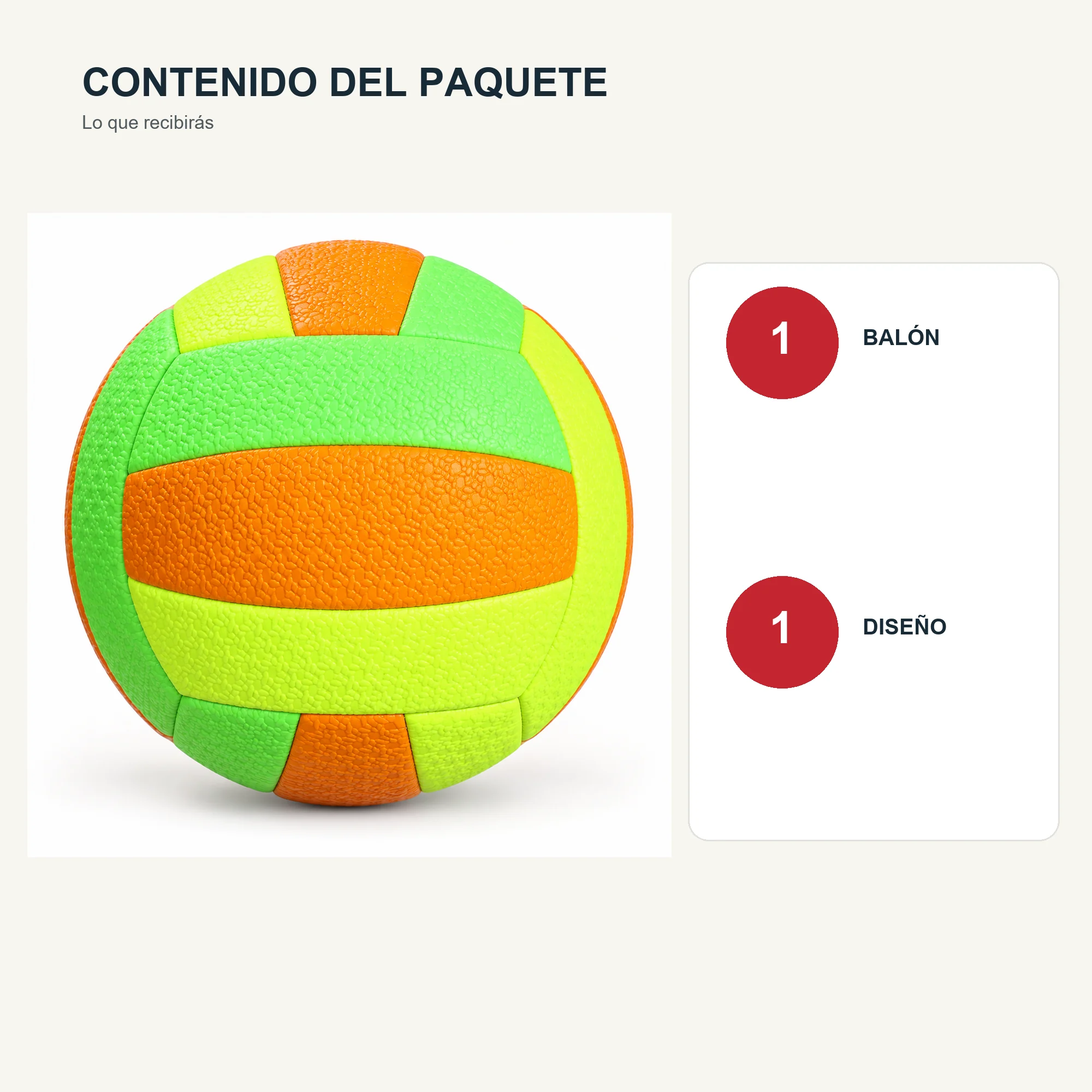 Balón de Vóleibol Tres Colores, 18,5 cm