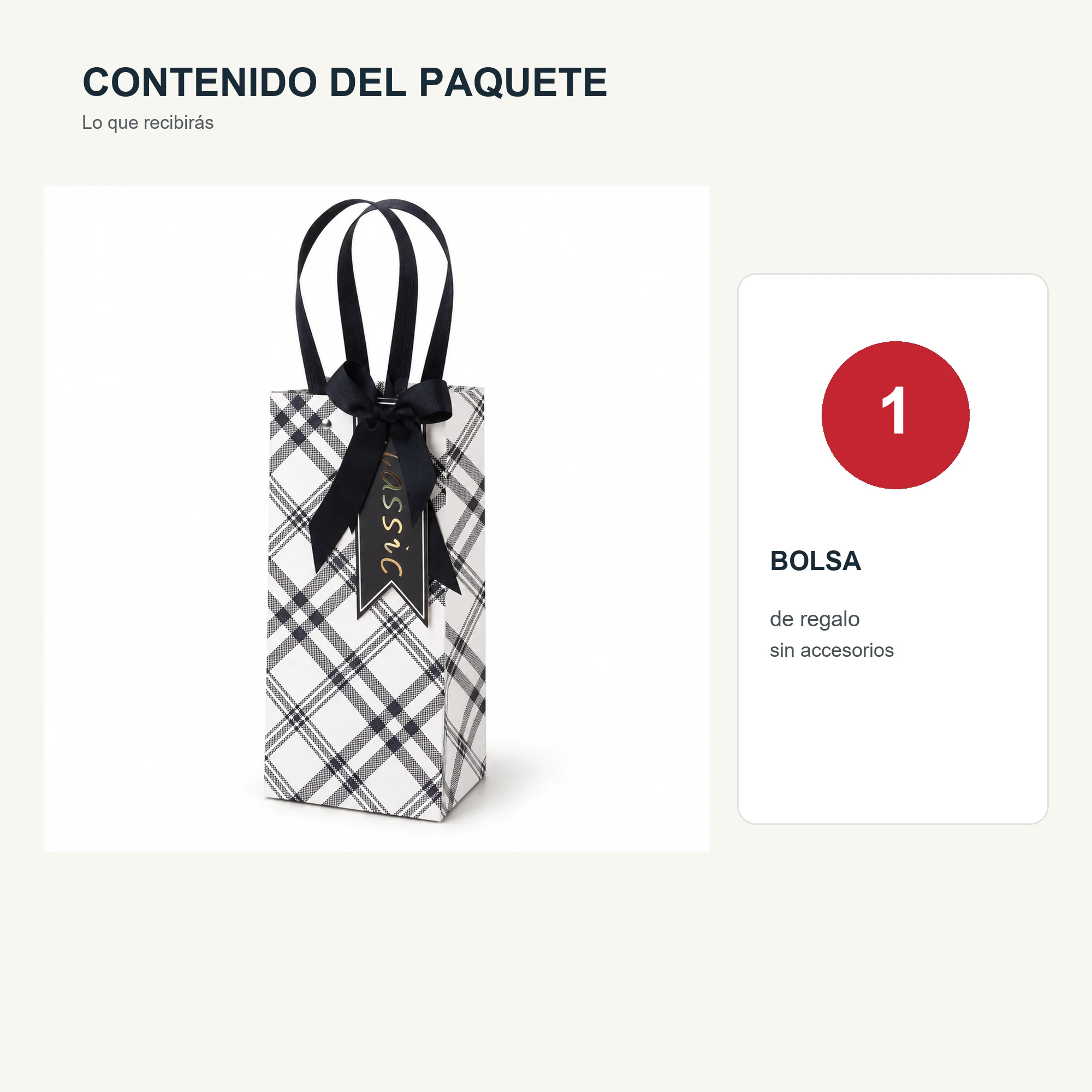 Bolsa de Regalo Bolsa Alta De Tartán Para Botella, 12,5 × 24 × 10 cm