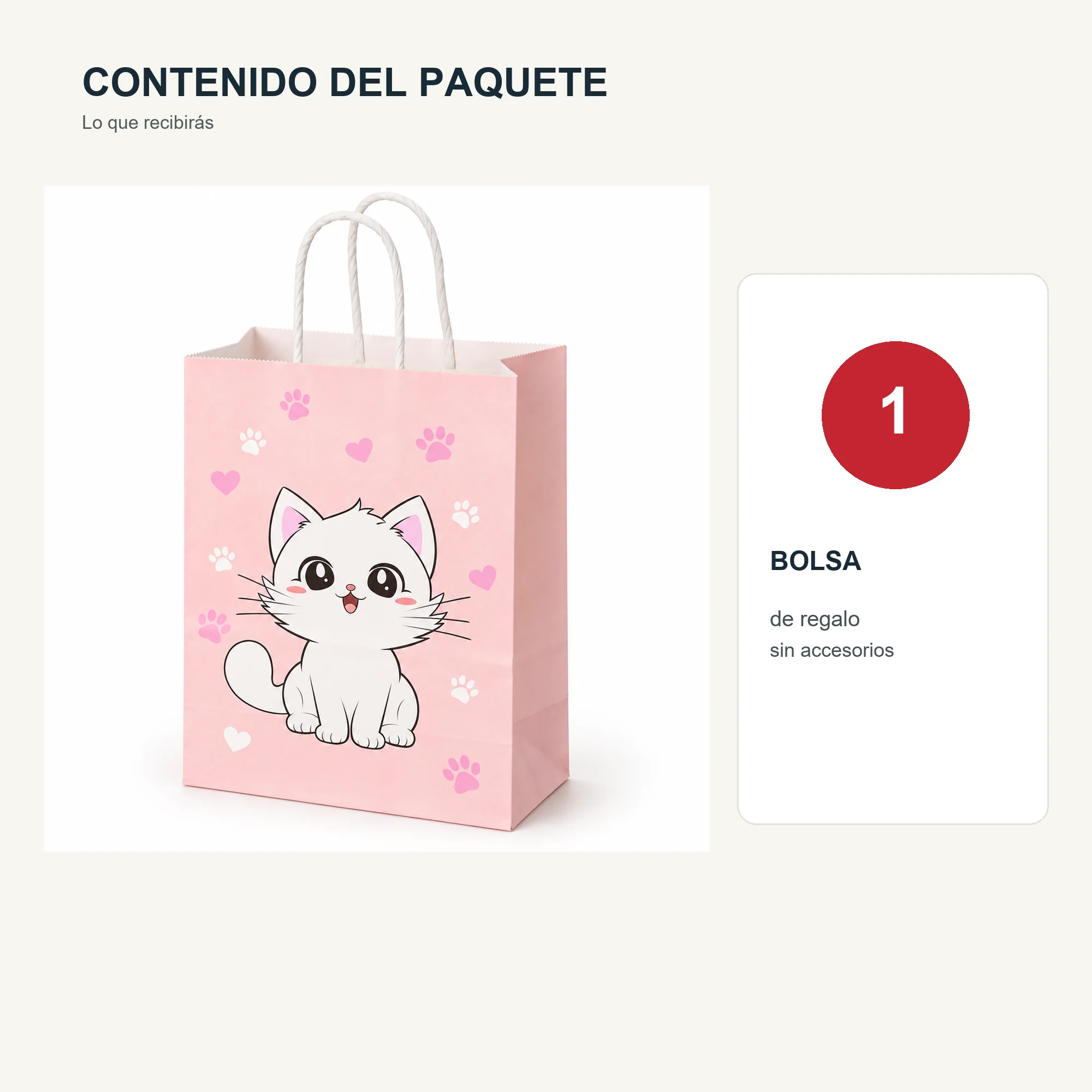 Bolsa de Regalo Infantil Estampada con Diseño De Gatito, 15 × 21 × 8 cm