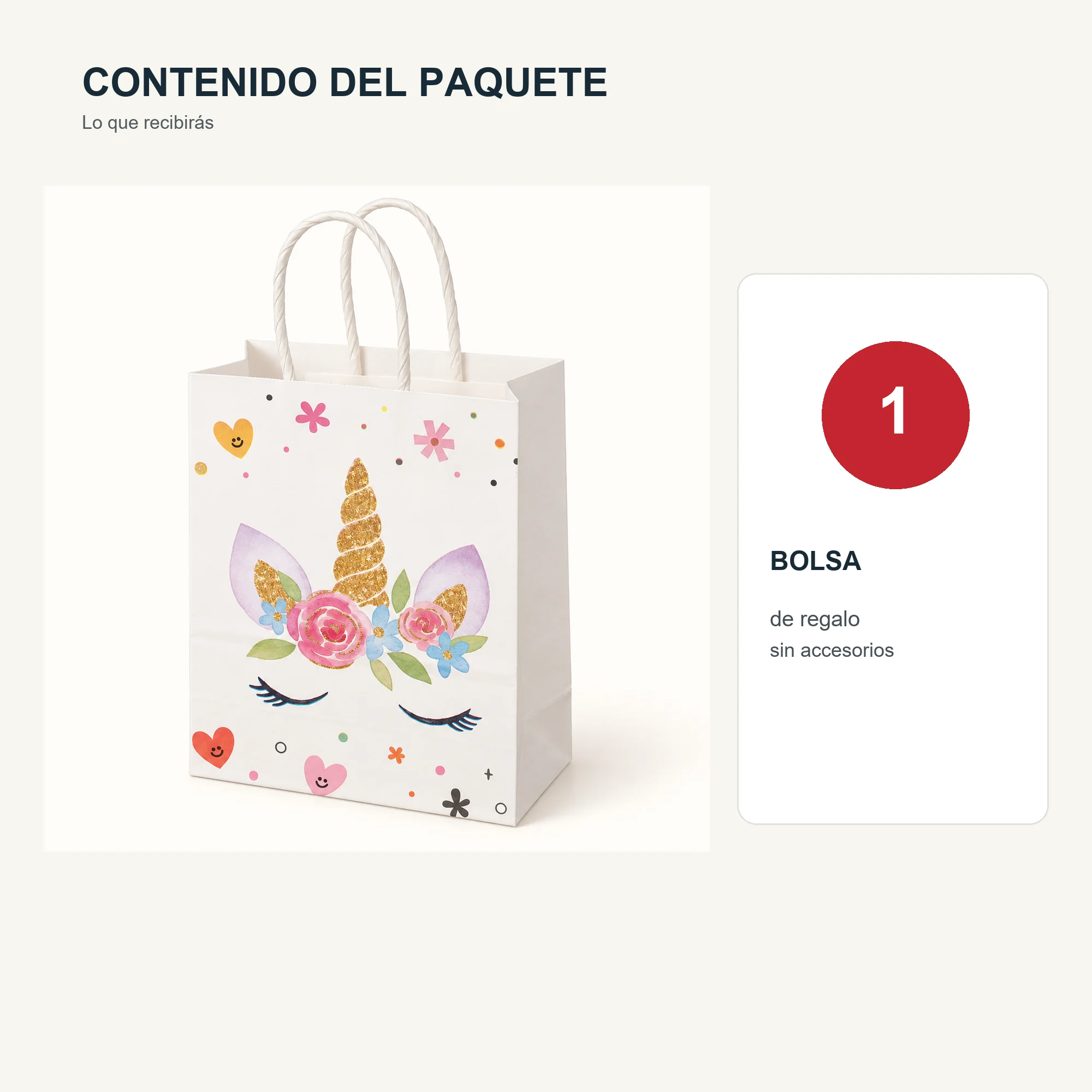 Bolsa de Regalo de Papel con Diseño De Unicornio y Asas Trenzadas, 11 × 15 × 6 cm, Diseños Surtidos