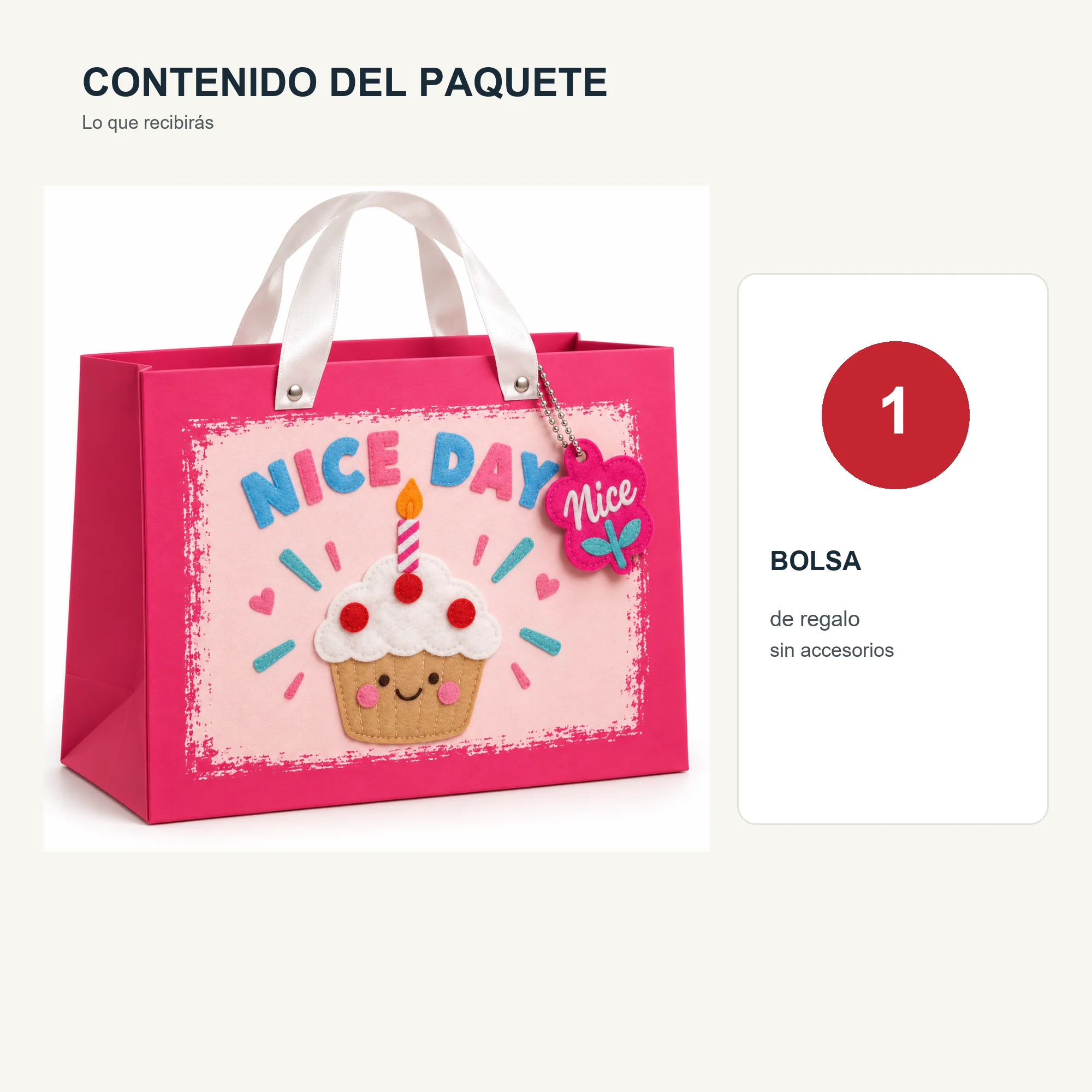 Bolsa de Regalo Rígida Ancha Con Cupcake con Formato Ancho Con Cupcake, 32 × 25,5 × 15 cm