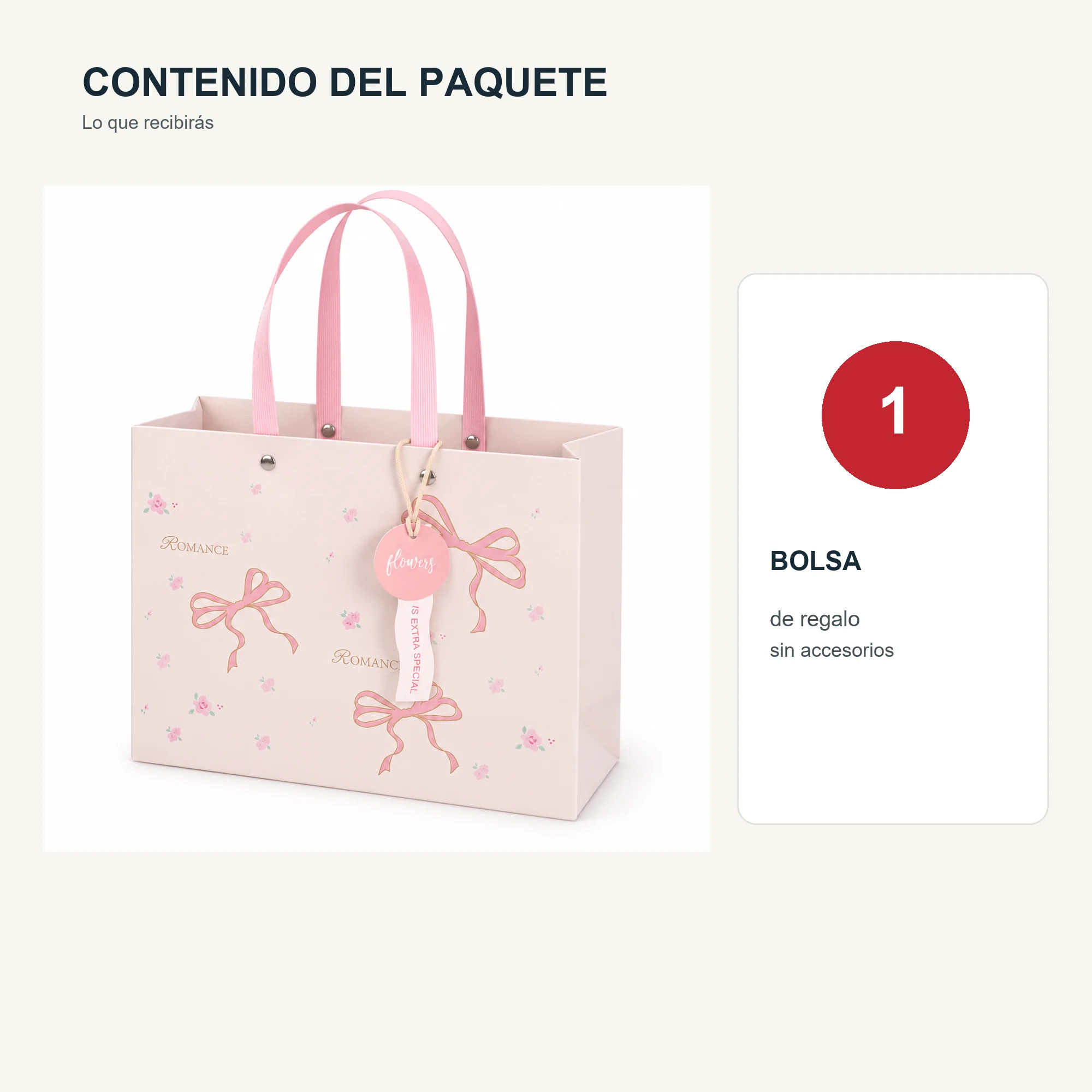 Bolsa de Regalo Rígida Estampada con Lazos Con Borde Dorado, 24,5 × 19,5 × 9,5 cm