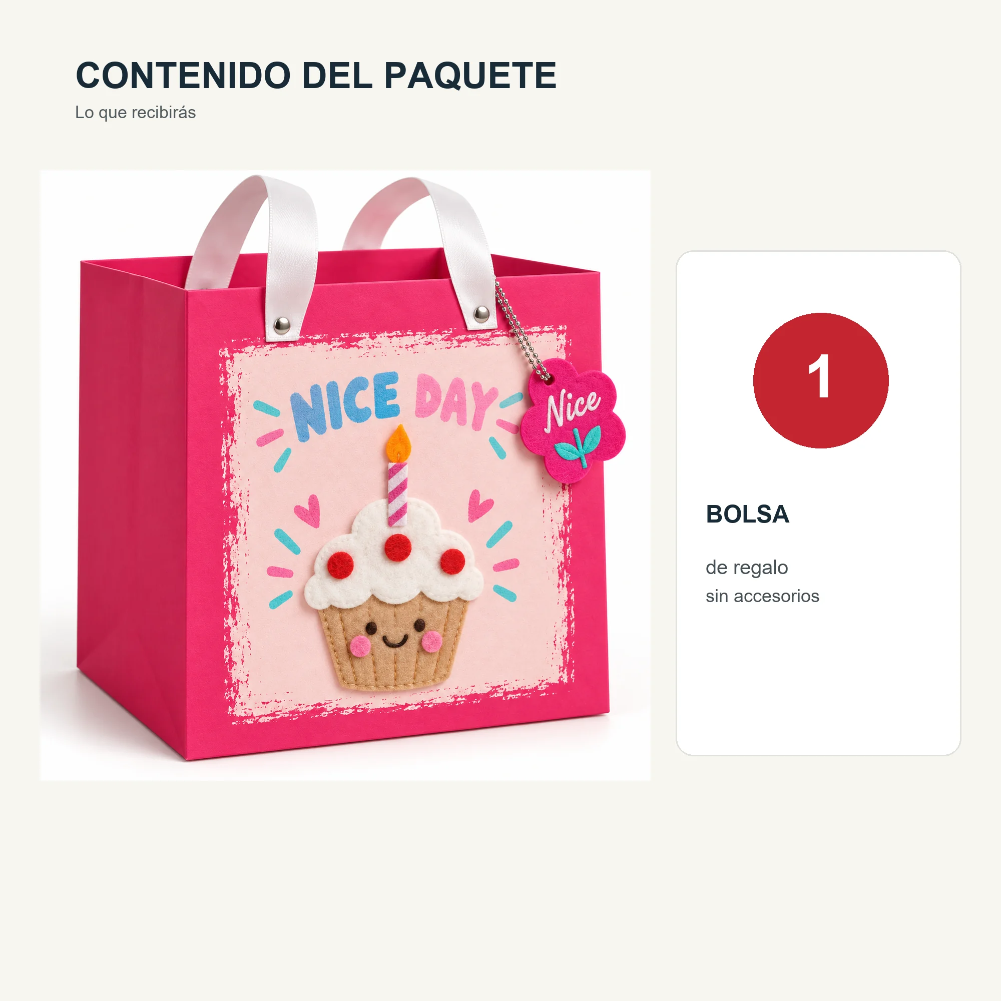 Bolsa de Regalo Rígida Profunda Con Cupcake con Formato Profundo Con Cupcake, 26 × 26 × 25 cm