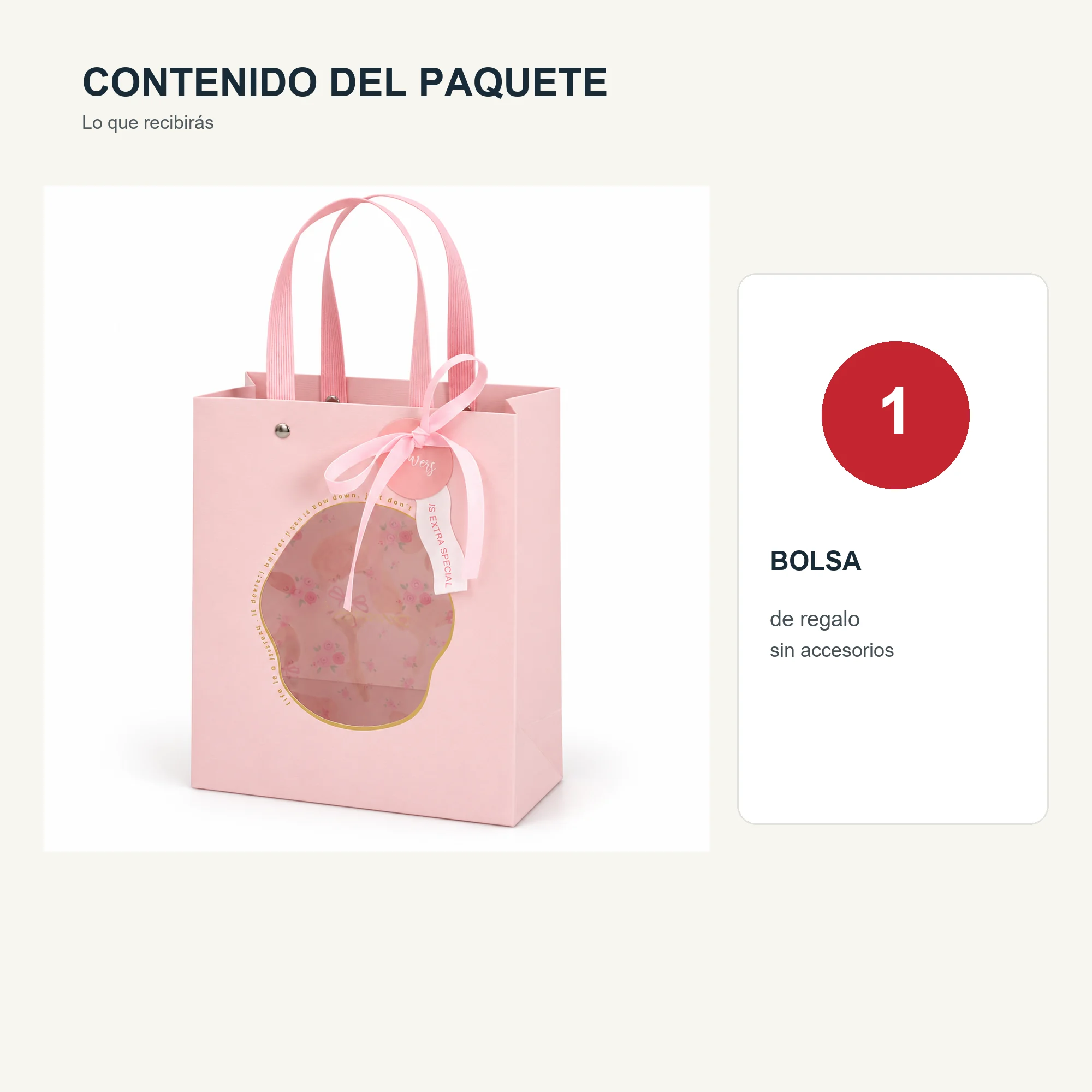 Bolsa de Regalo Rígida Floral con Panel Floral Decorativo, 18 × 23 × 10 cm