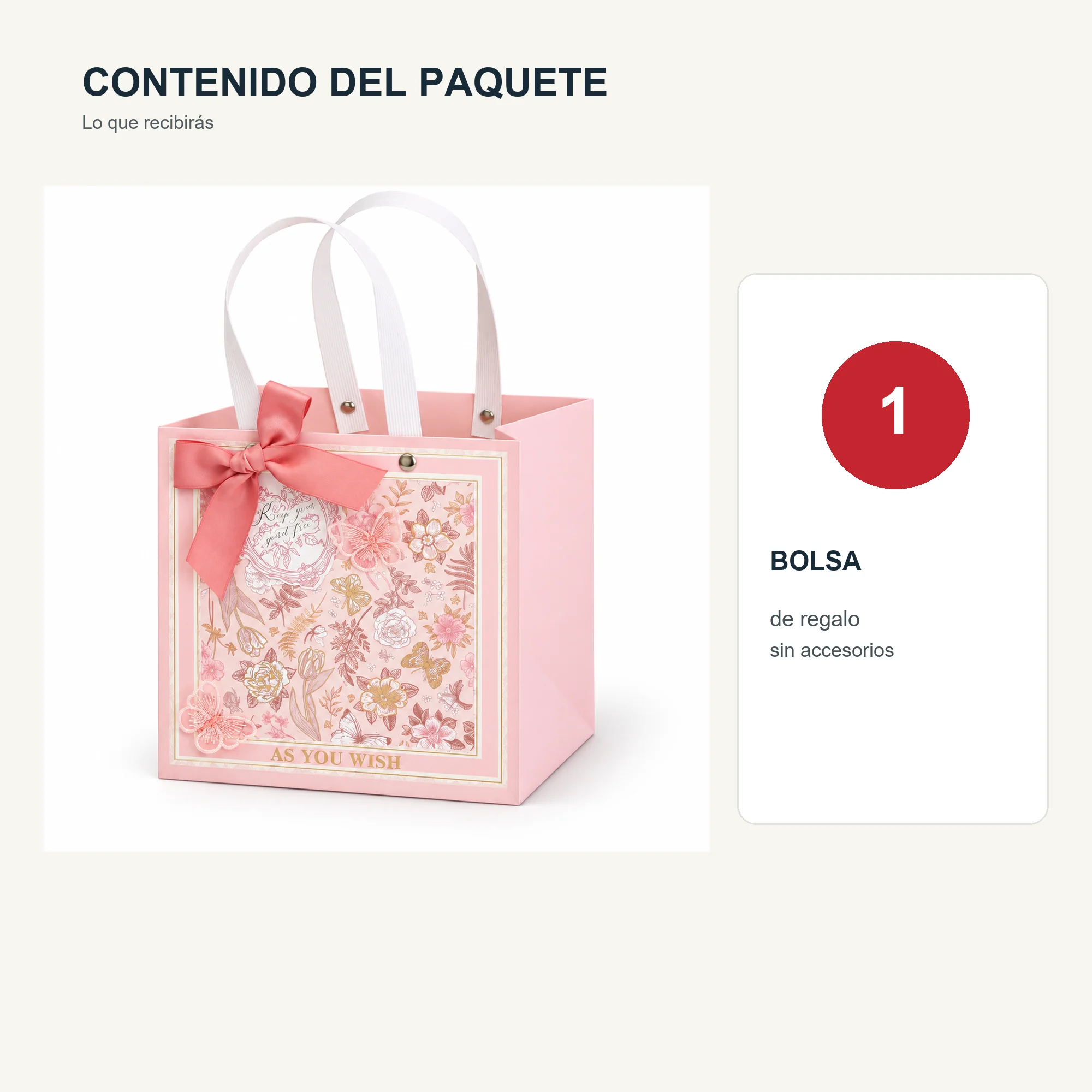 Bolsa de Regalo Rosada Floral Profunda, 20 × 20 × 20 cm
