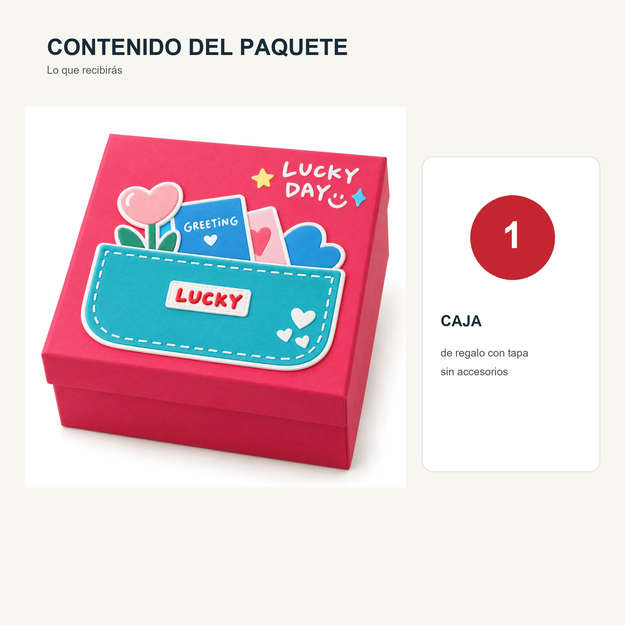 Caja de Regalo Caja Compacta Lucky, 12 × 12 × 6 cm