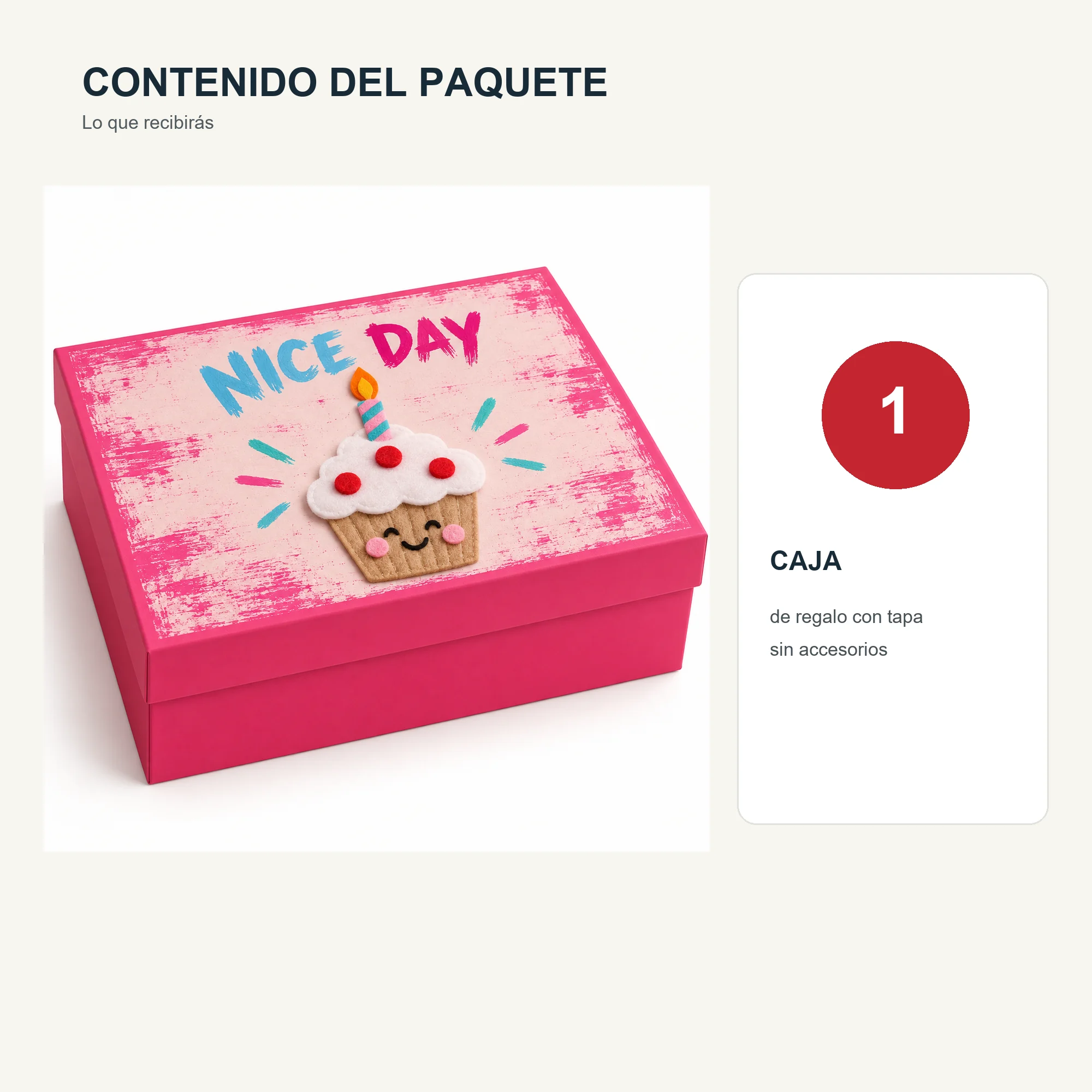 Caja de Regalo Caja Grande Con Cupcake, 36,5 × 26 × 10,5 cm